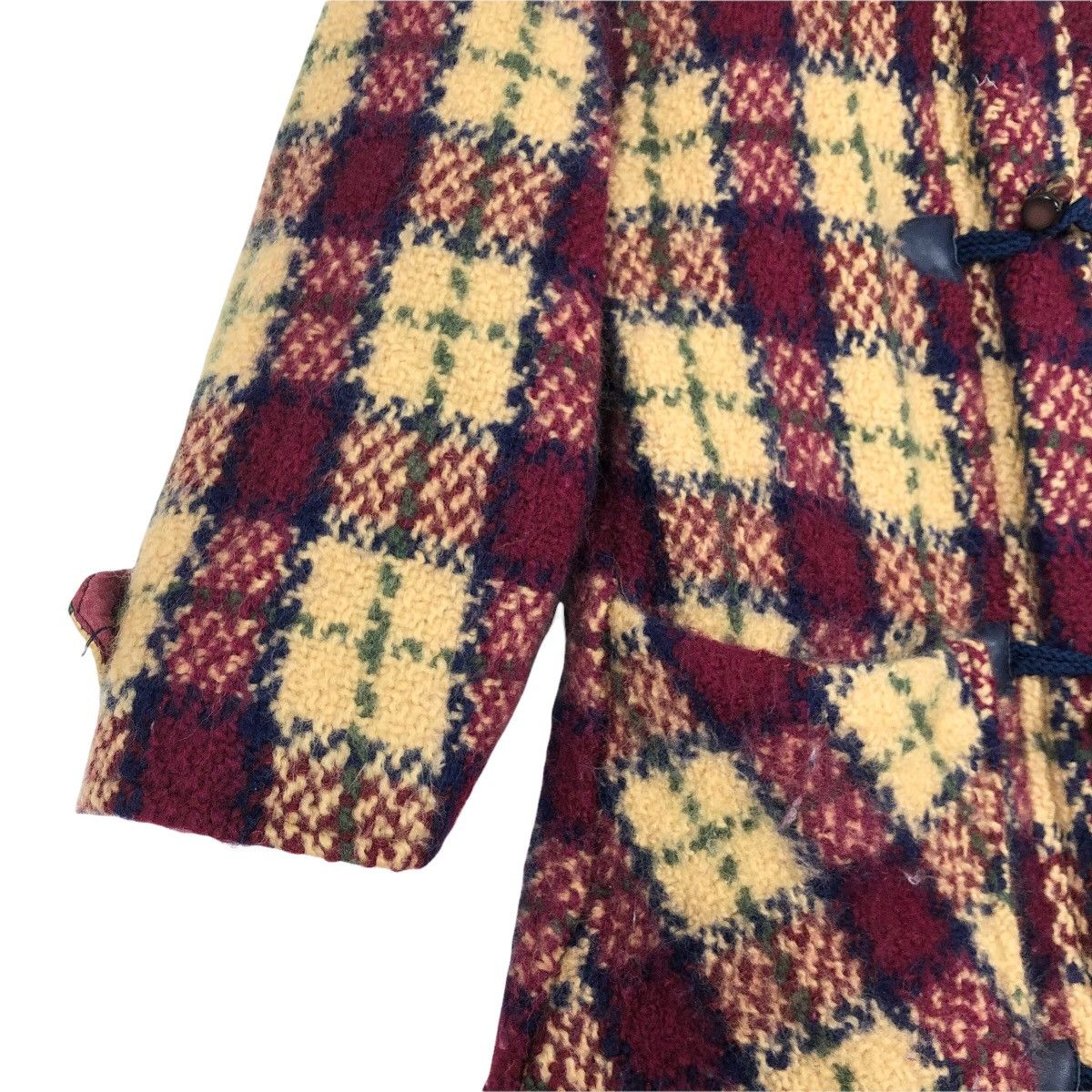 Vintage Branigan Weavers Ireland Knitted Wool Duffle Coat Checkered Size US XS / EU 42 / 0 - 3 Thumbnail