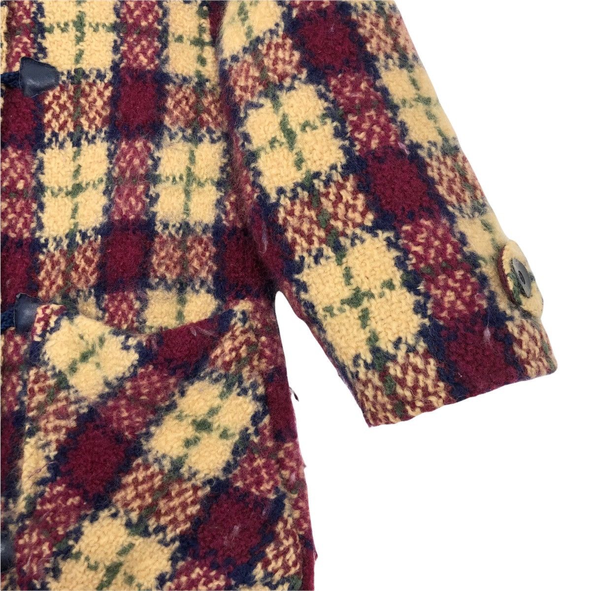 Vintage Branigan Weavers Ireland Knitted Wool Duffle Coat Checkered Size US XS / EU 42 / 0 - 4 Thumbnail