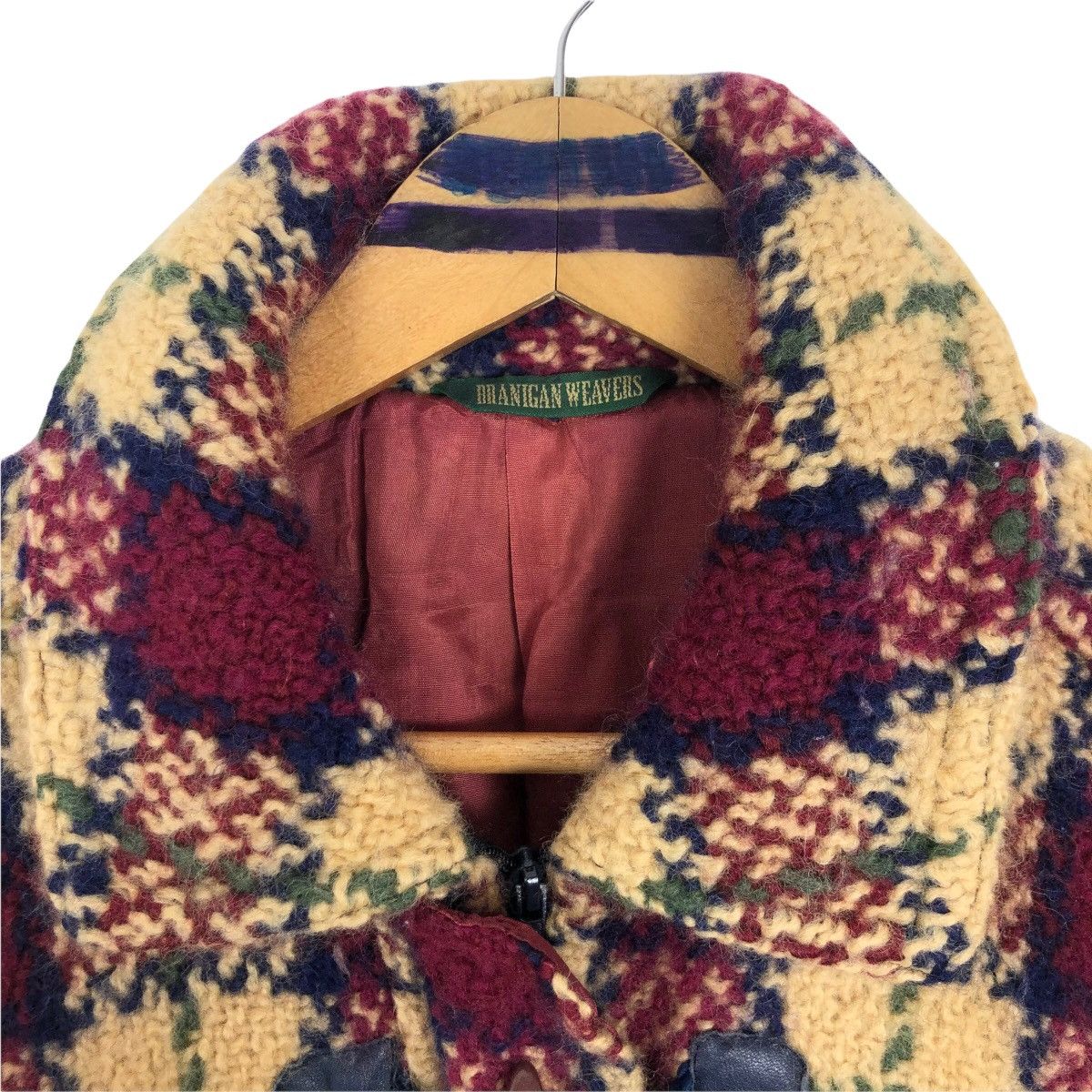 Vintage Branigan Weavers Ireland Knitted Wool Duffle Coat Checkered Size US XS / EU 42 / 0 - 6 Thumbnail