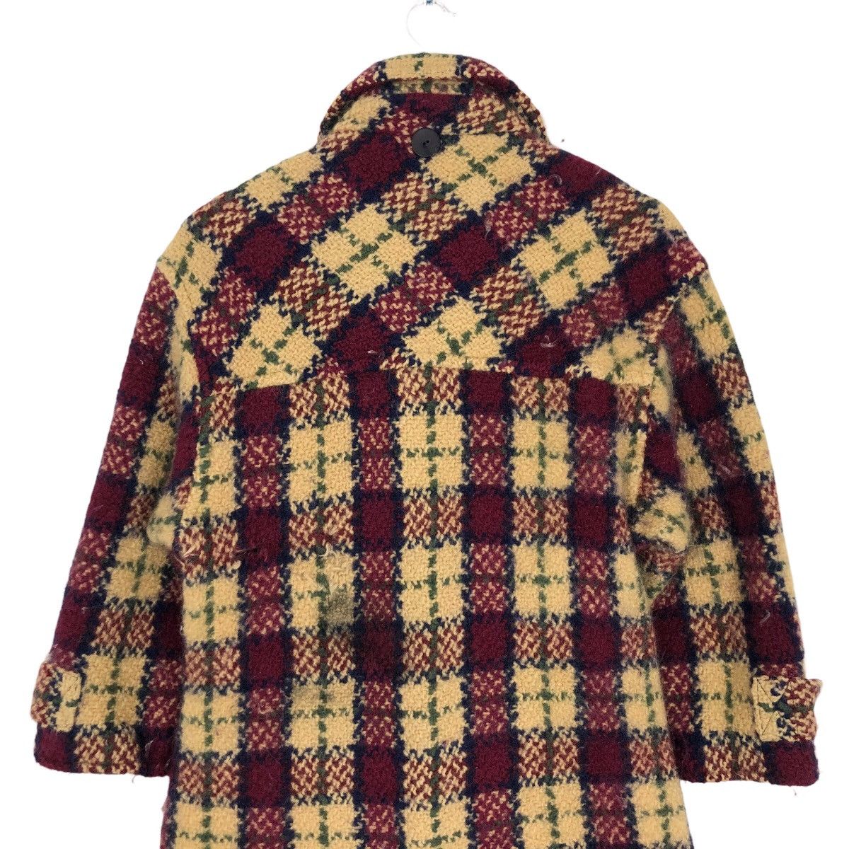 Vintage Branigan Weavers Ireland Knitted Wool Duffle Coat Checkered Size US XS / EU 42 / 0 - 14 Thumbnail