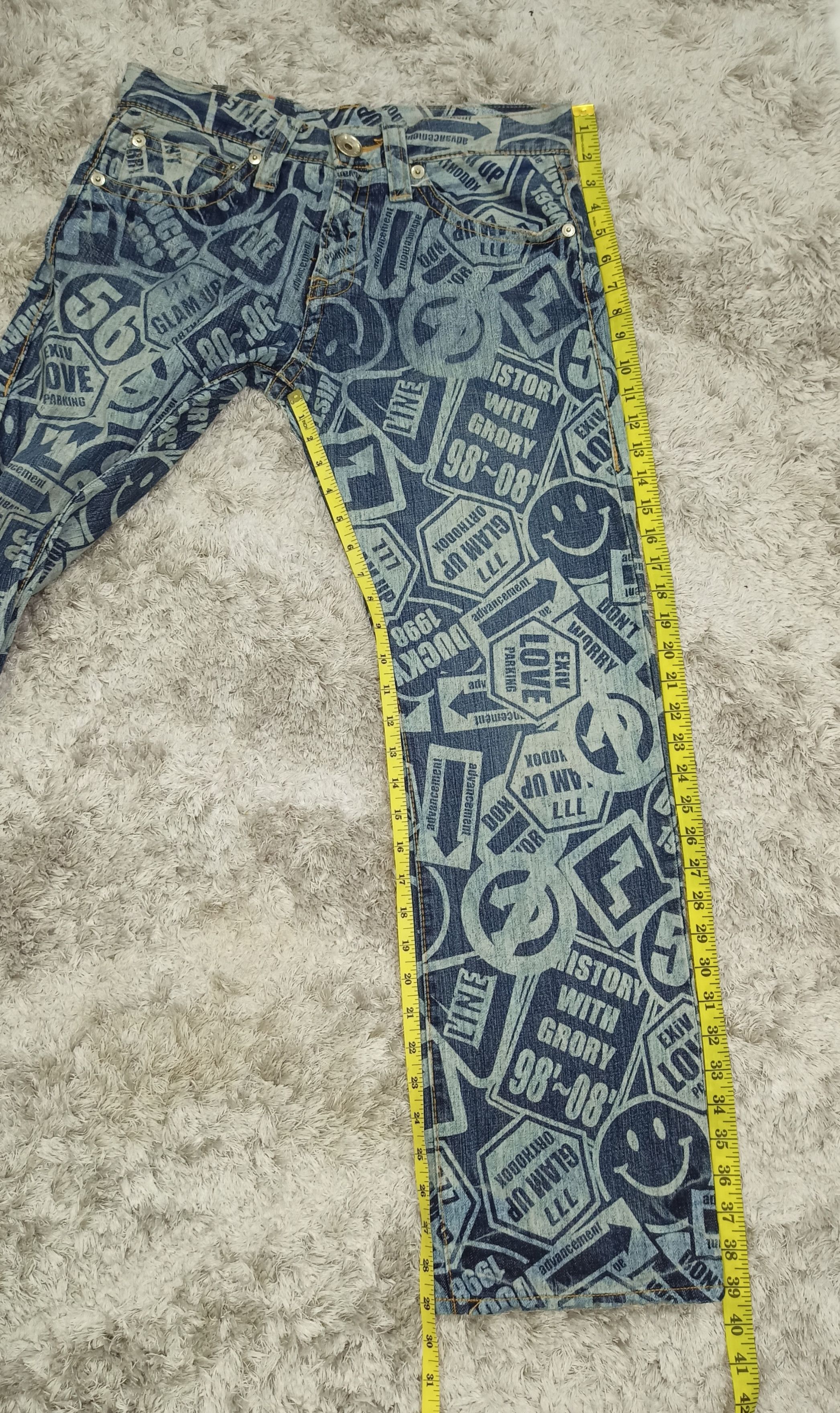Japanese Brand CO & LU Full Printed Original Jeans Size US 31 - 4 Thumbnail