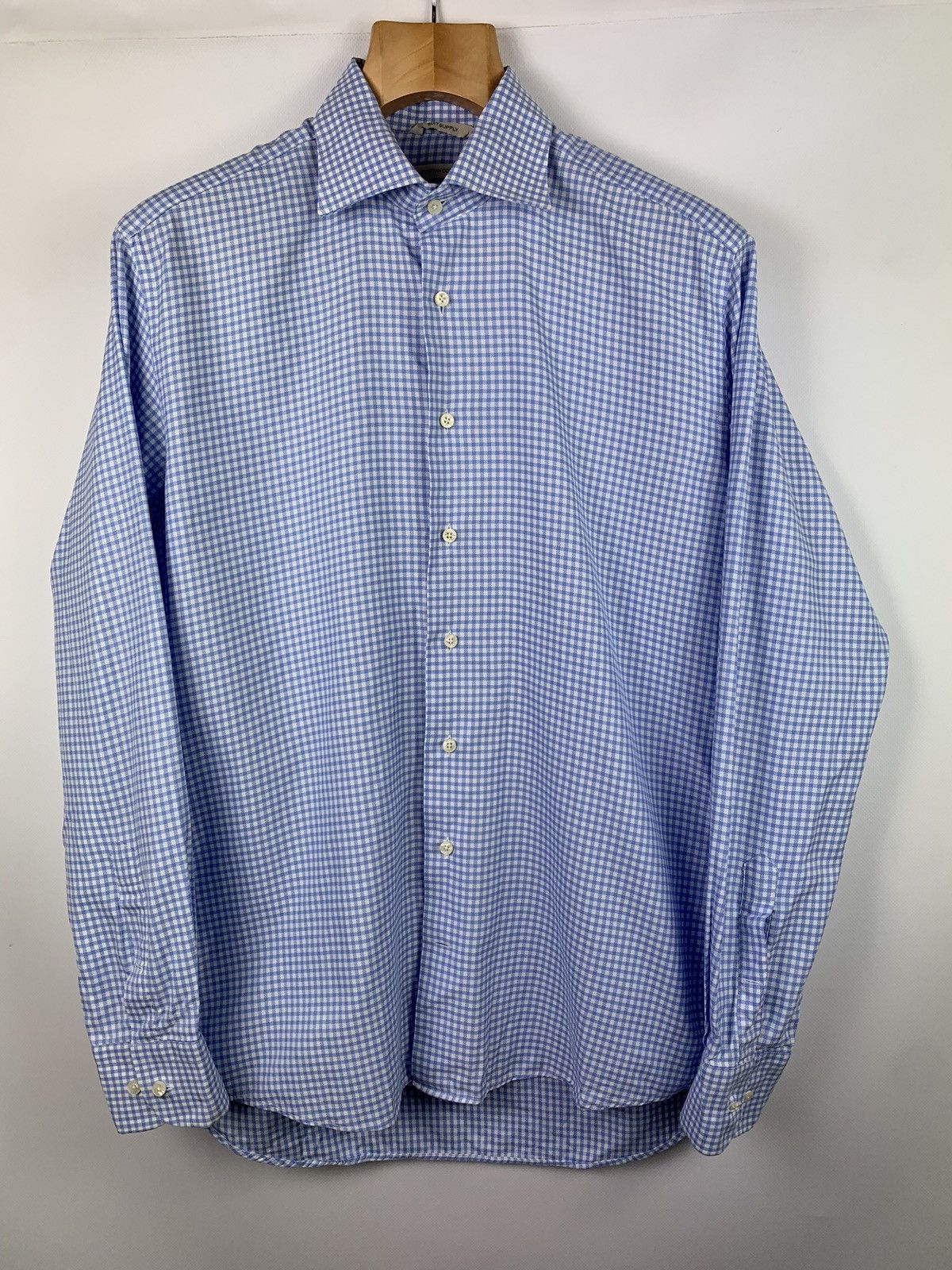 Suitsupply Suitsupply men’s checked long sleeve shirt size 15 1/2 blue Size US M / EU 48-50 / 2 - 1 Thumbnail