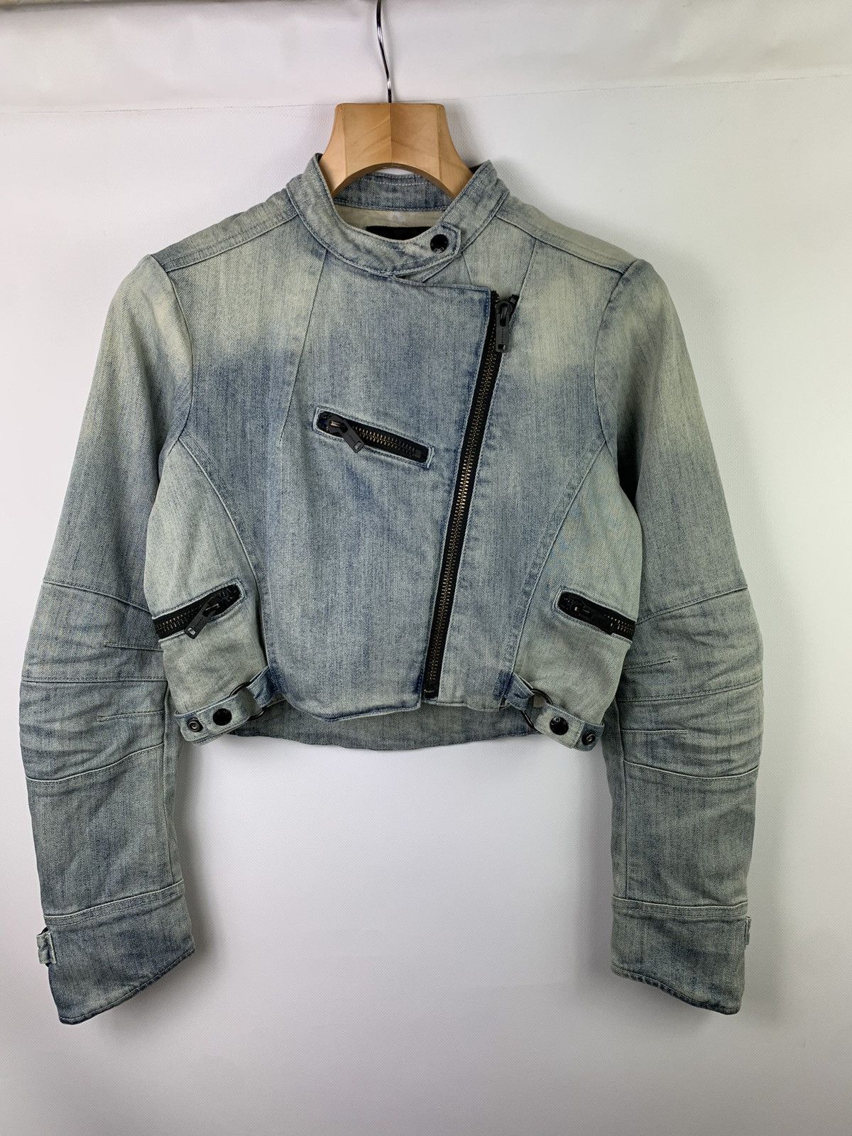 Denham Denham women’s denim biker jacket size M blue Grailed