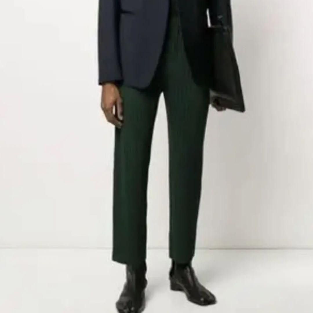 Homme Plisse pleated green pants