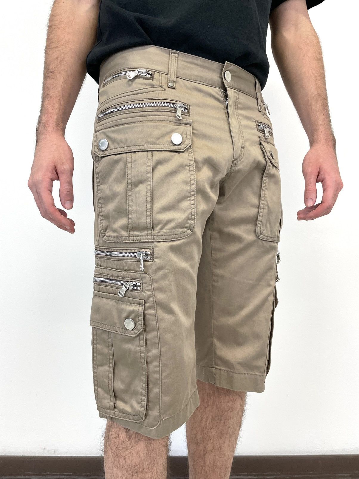 image of Dolce Gabbana 2008 Zipper Multi Pocket Cargo Jeans Pants Denim Archive Zip in Beige, Men's (Size 32
