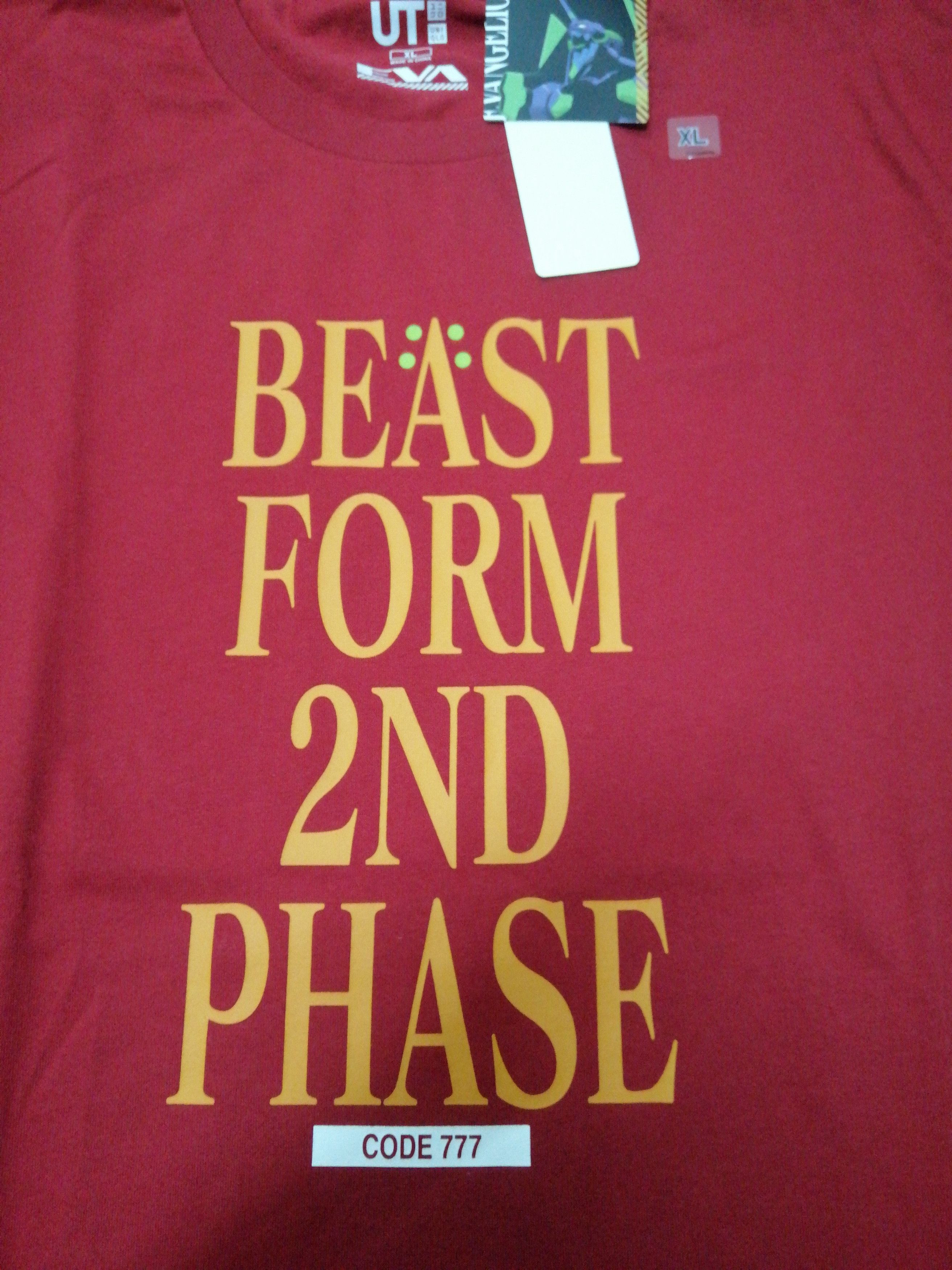 Anime Evangelion 3.0 Beast From 2nd Phase Code 777 by Uniqlo/XL Size US XL / EU 56 / 4 - 5 Thumbnail