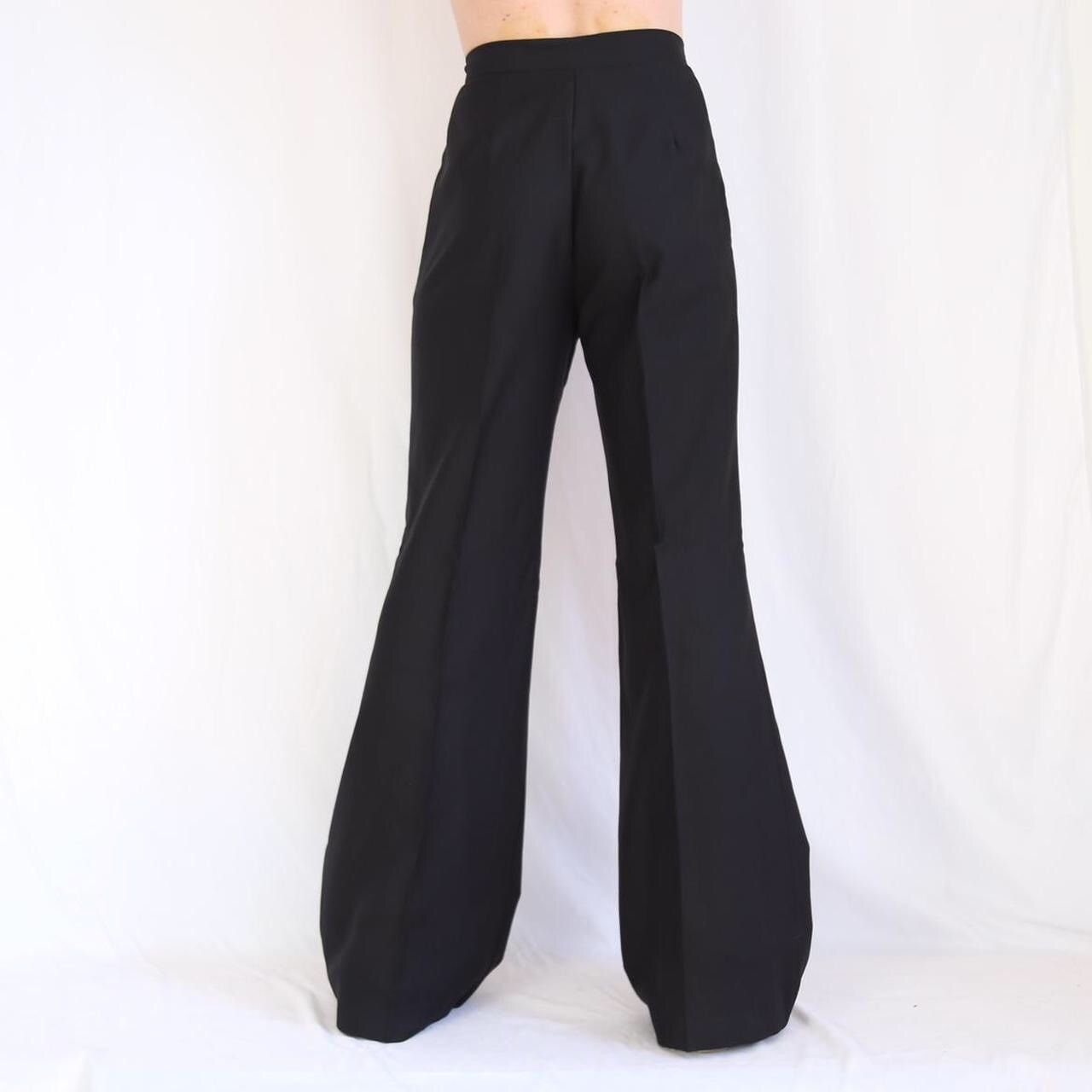Handmade × Vintage ultra wide leg black bell bottom flared slacks Size 28" / US 6 / IT 42 - 3 Thumbnail