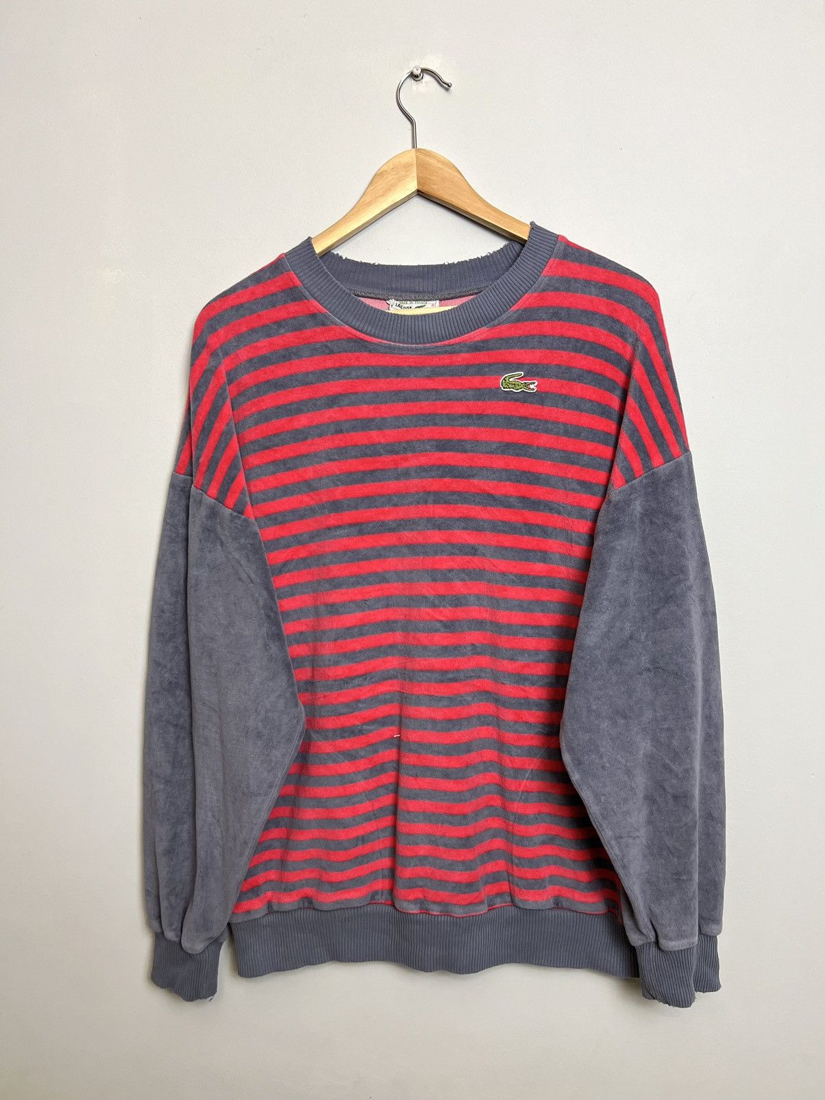 Lacoste Lacoste Vintage Stripped Velvet Crewneck Sweatshirt 90s Hype Size US M / EU 48-50 / 2 - 1 Thumbnail
