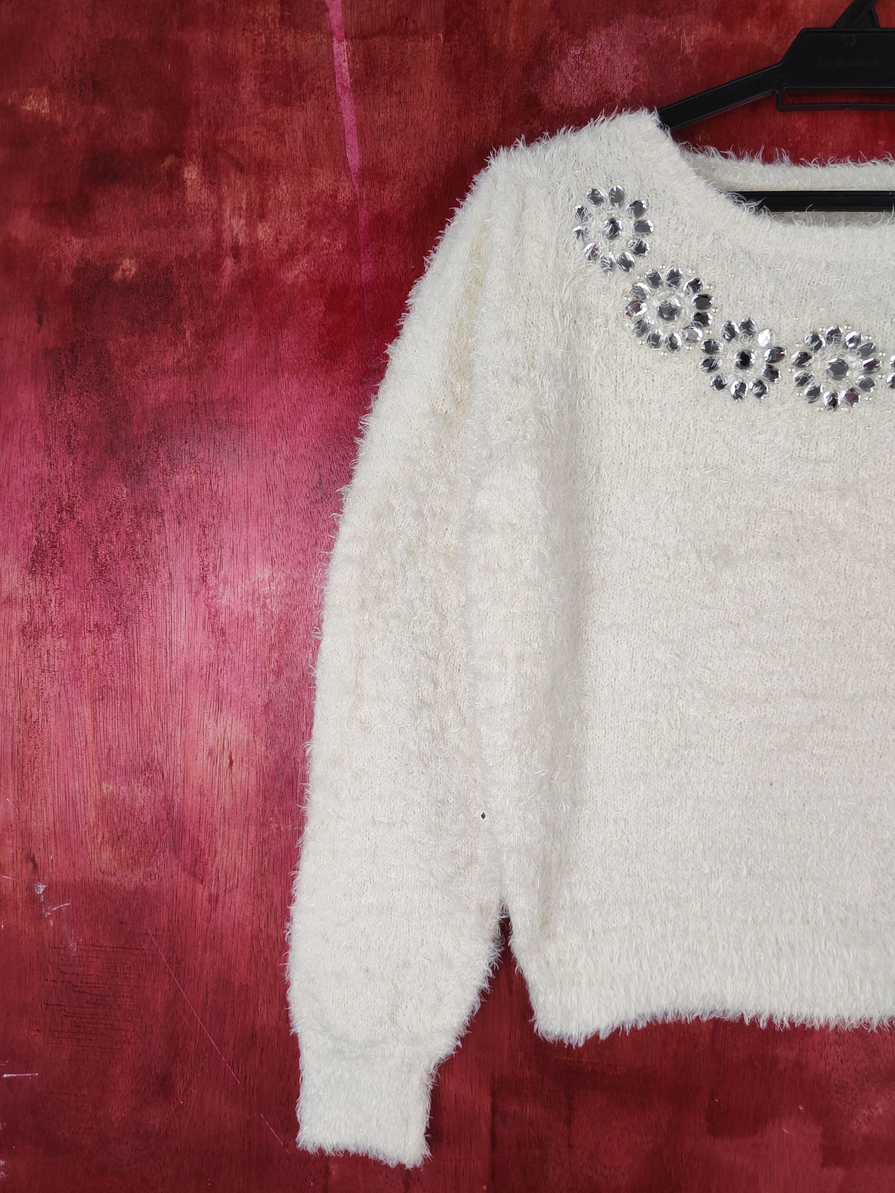 Japanese Brand GU Cream Shag Shaggy Fur Mohair Knitwear Sweatshirt #S797 Size M / US 6-8 / IT 42-44 - 3 Thumbnail
