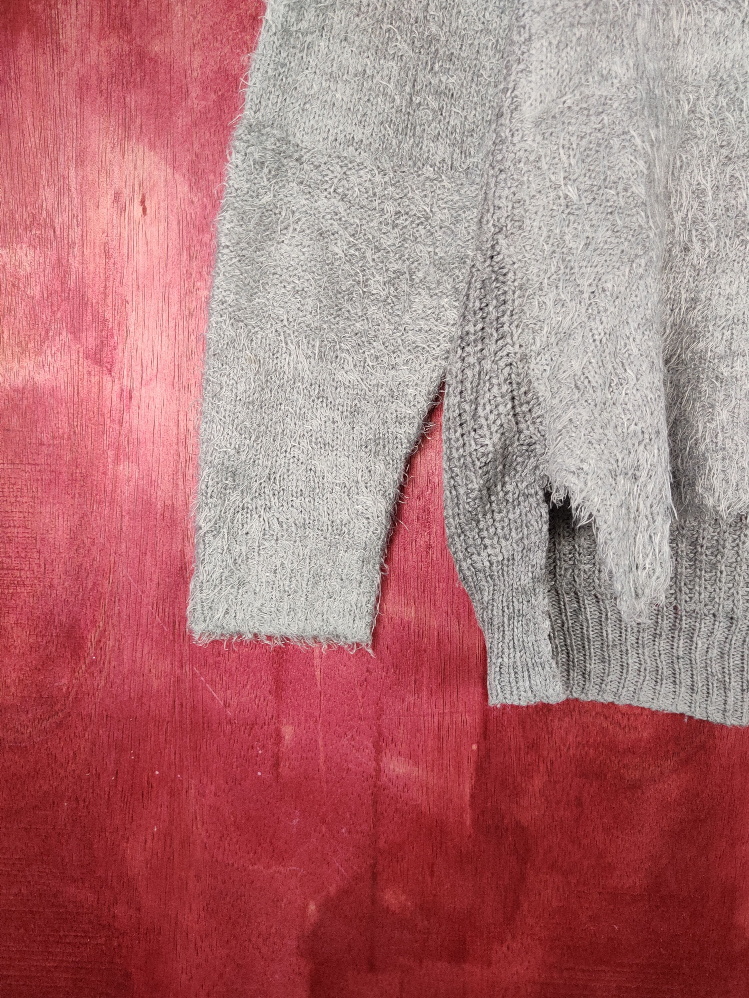 Homespun Knitwear Elvence Deux Gray Shag Shaggy Fur Mohair Knitwear #S808 Size M / US 6-8 / IT 42-44 - 4 Thumbnail