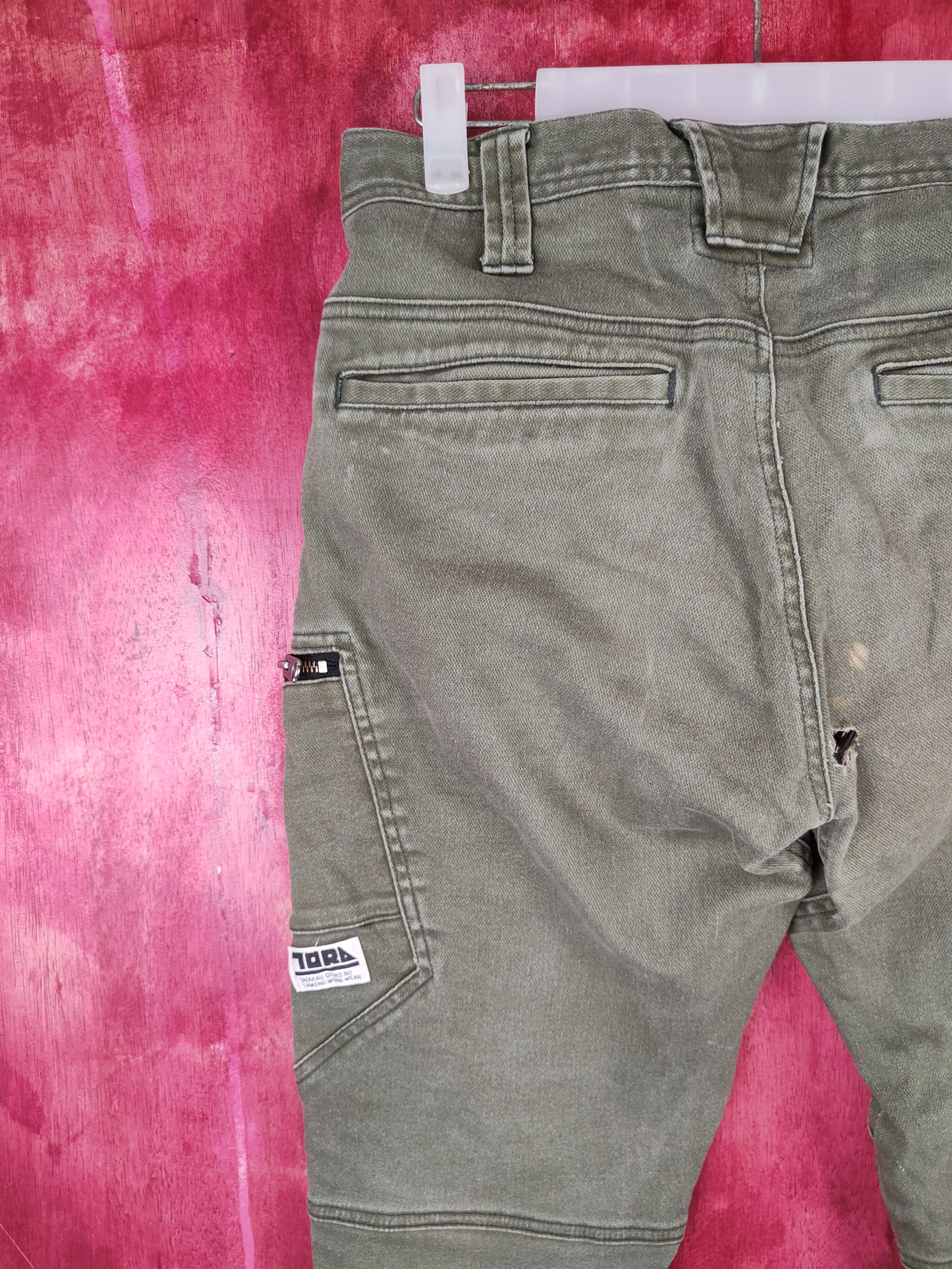 Japanese Brand Tora-Toraichi Olive Ripped Multipocket Cargo Pants #S815 Size US 30 / EU 46 - 14 Thumbnail