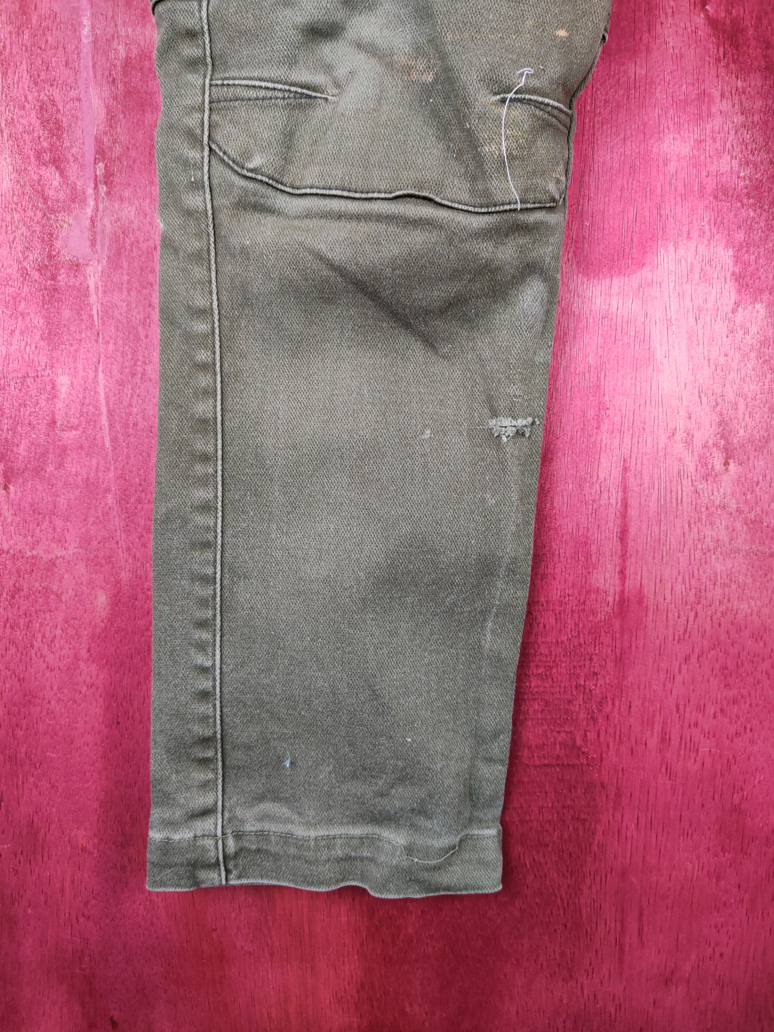 Japanese Brand Tora-Toraichi Olive Ripped Multipocket Cargo Pants #S815 Size US 30 / EU 46 - 8 Thumbnail