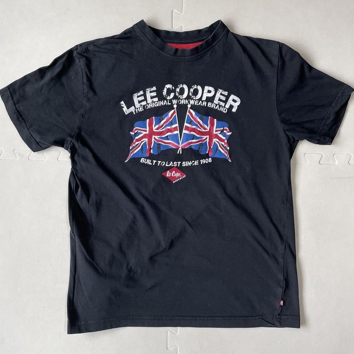 Vintage Lee Cooper Workwear Union Flag Black T-Shirt Size M | Grailed