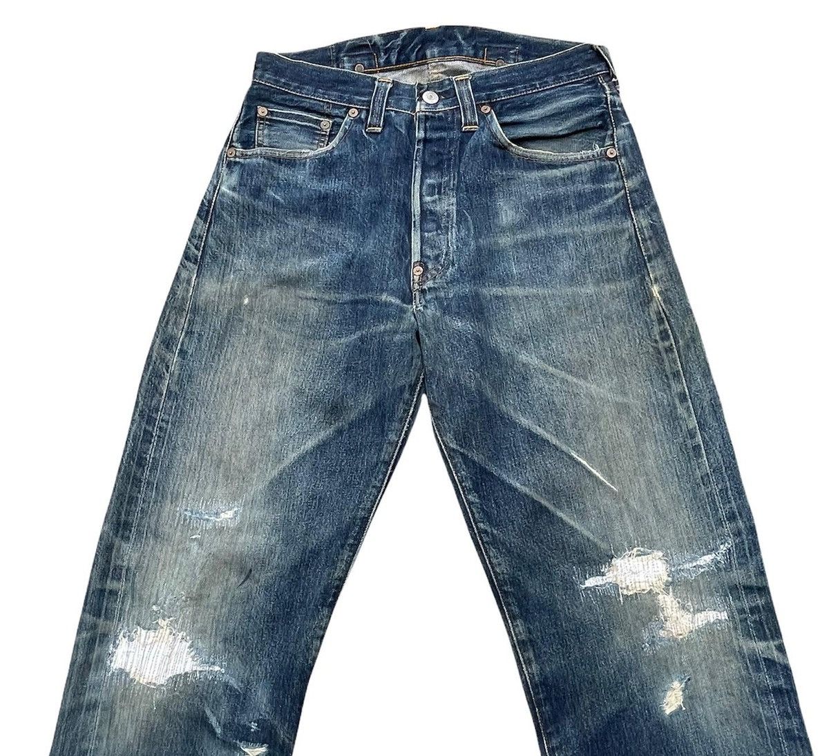 Levi's Vintage Levi’s 1998 201XX E 1937 Selvedge Distressed Denim Size US 30 / EU 46 - 3 Thumbnail