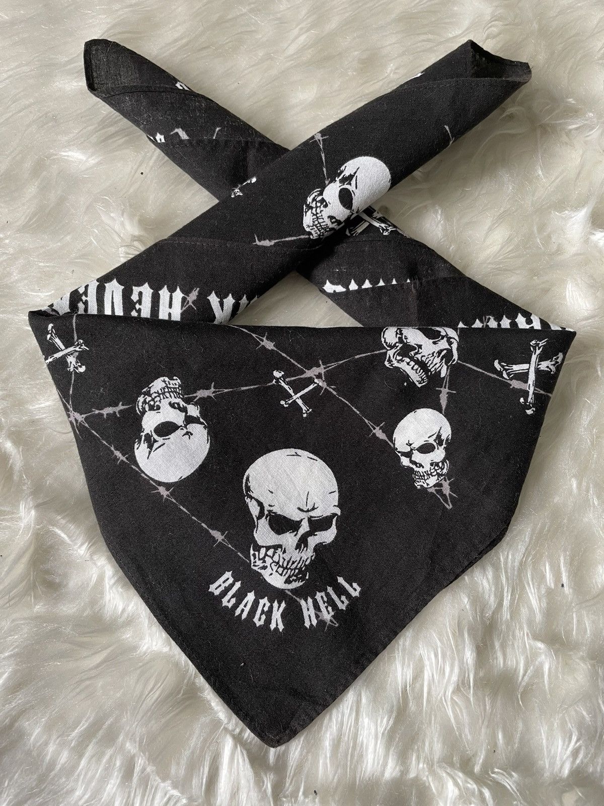 Japanese Brand Black hell skull Handkercheif / Bandana Size ONE SIZE - 2 Thumbnail