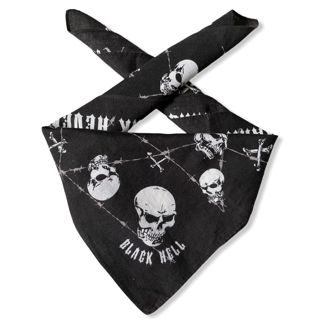 Japanese Brand Black hell skull Handkercheif / Bandana Size ONE SIZE - 3 Thumbnail