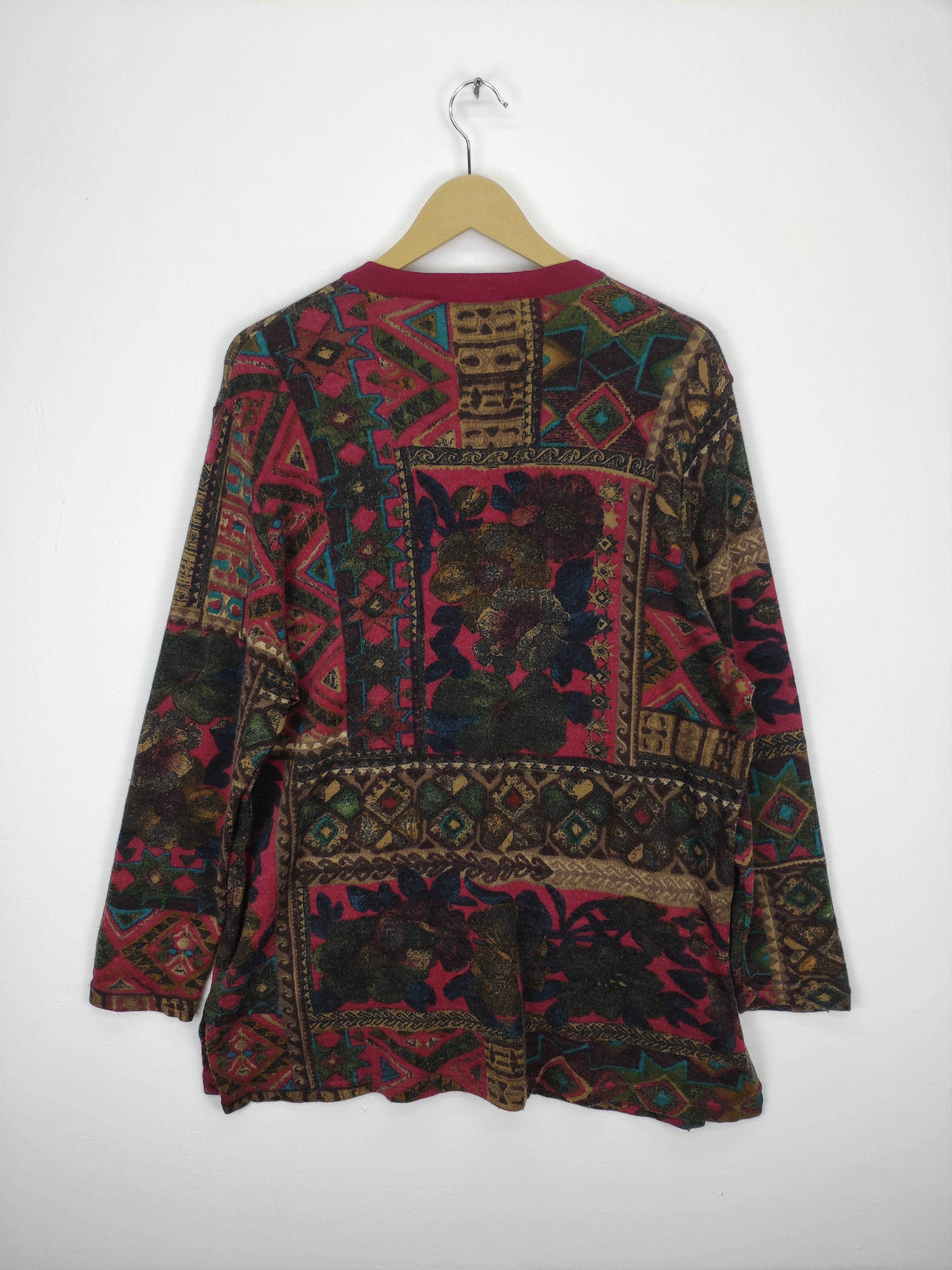 Vintage Steal 💥 Vintage Cardigan Sweater Abstract Art Motif Size M / US 6-8 / IT 42-44 - 13 Thumbnail