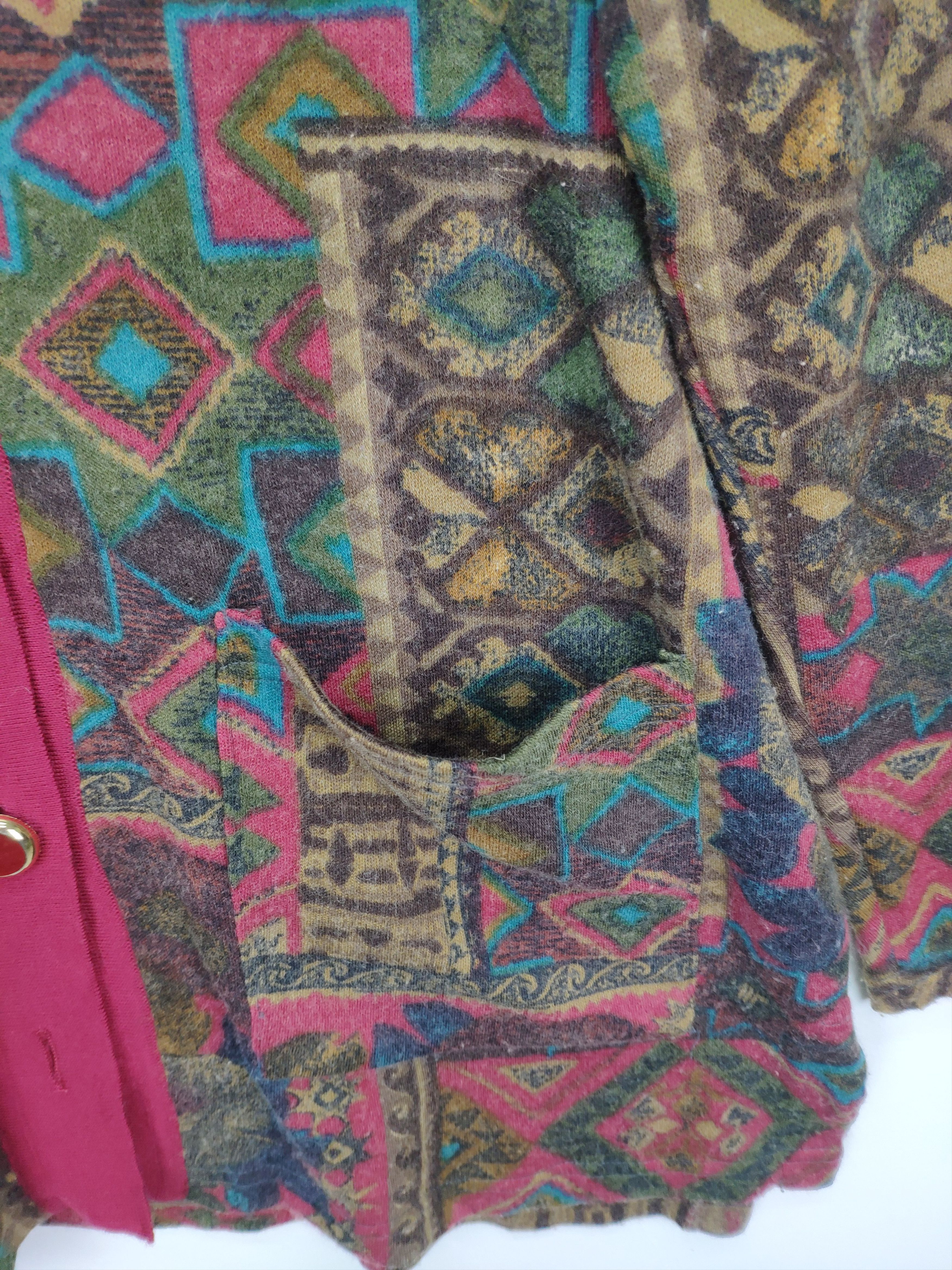 Vintage Steal 💥 Vintage Cardigan Sweater Abstract Art Motif Size M / US 6-8 / IT 42-44 - 7 Thumbnail