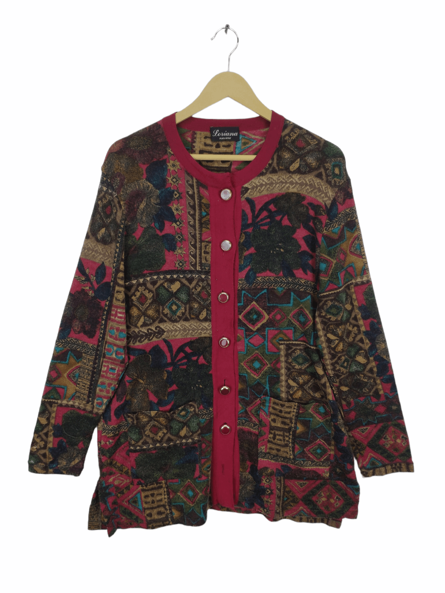 Vintage Steal 💥 Vintage Cardigan Sweater Abstract Art Motif Size M / US 6-8 / IT 42-44 - 1 Thumbnail