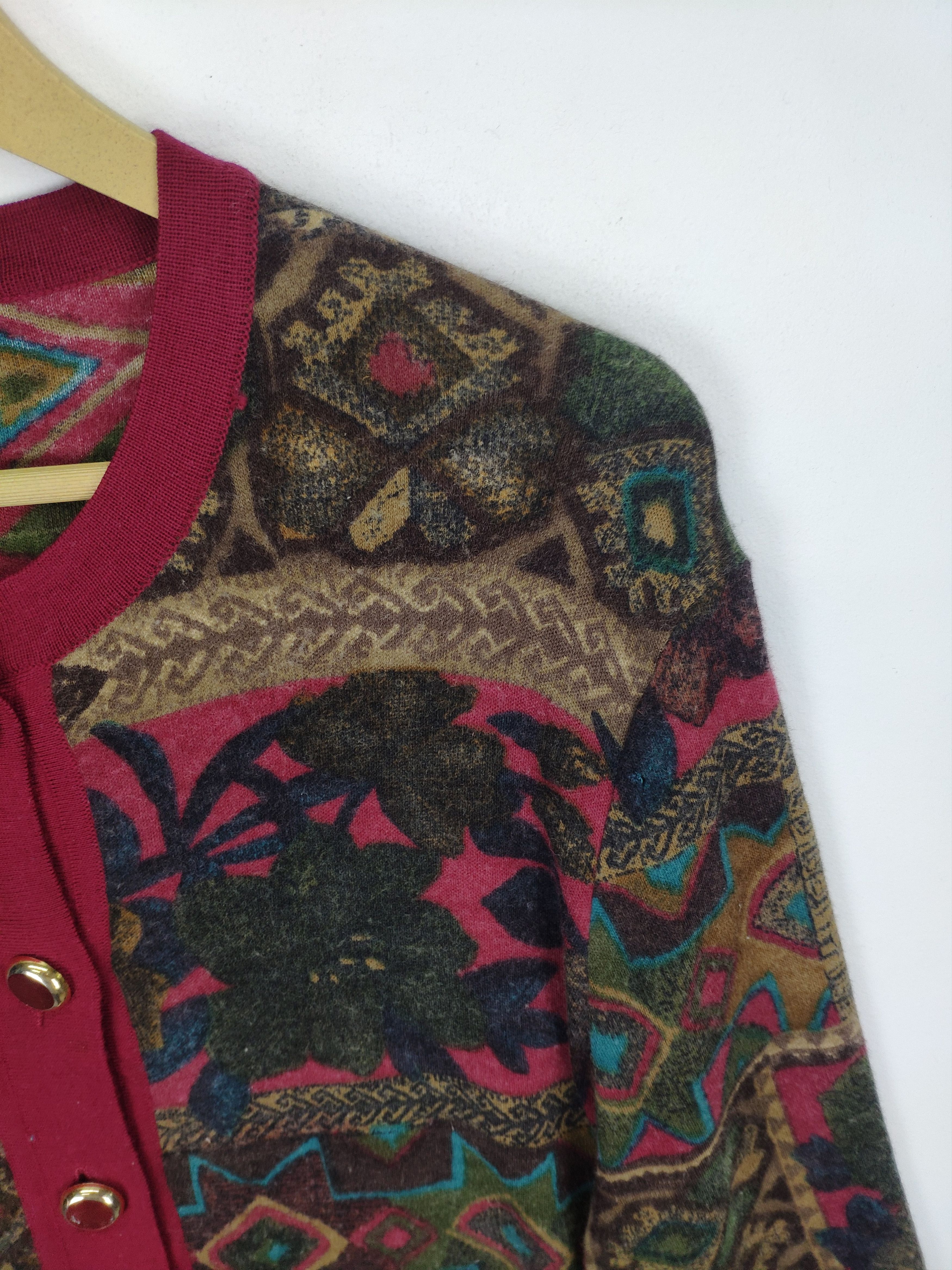 Vintage Steal 💥 Vintage Cardigan Sweater Abstract Art Motif Size M / US 6-8 / IT 42-44 - 10 Thumbnail