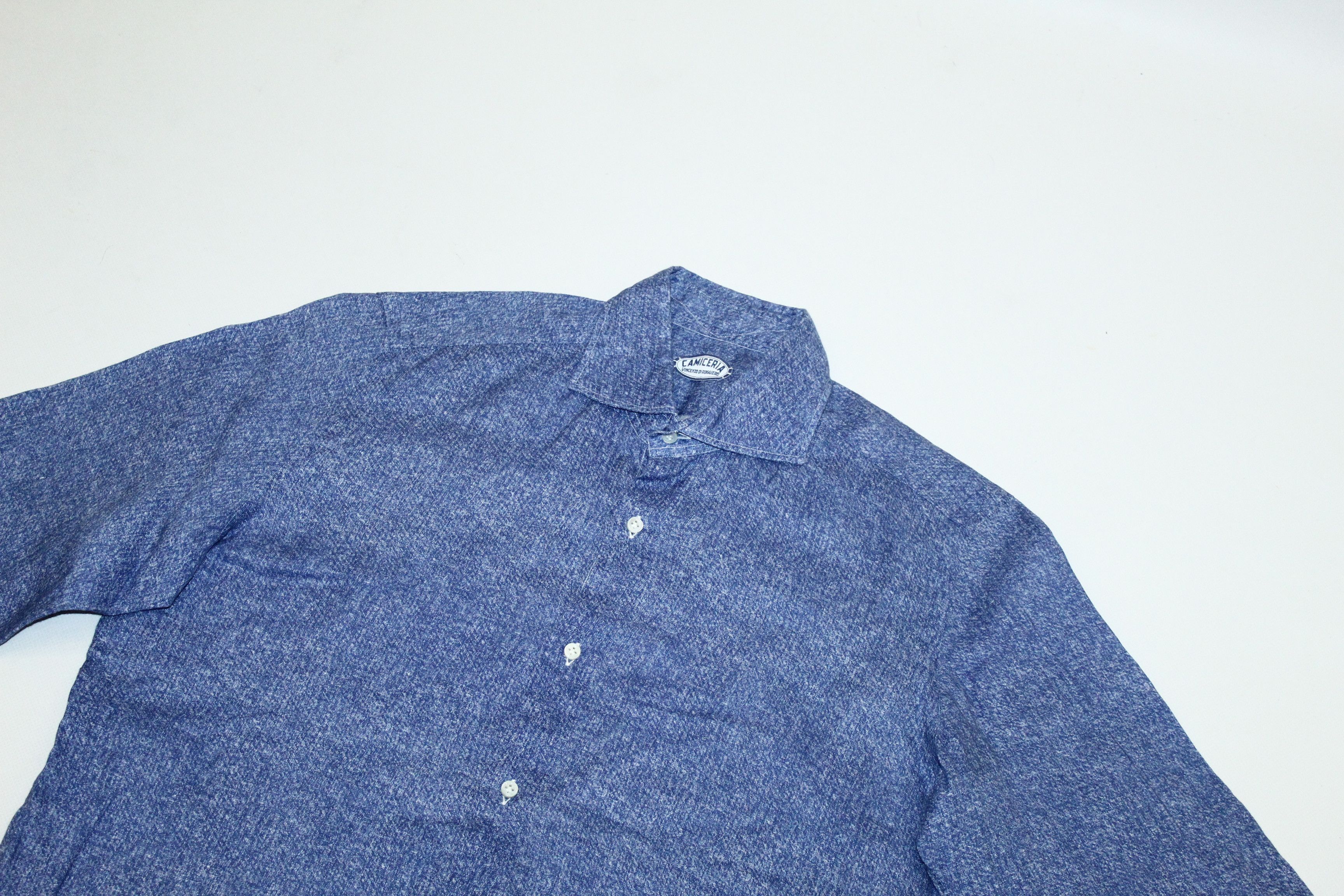 Camiceria Vincenzo Di Ruggiero Indigo Pure Linen Shirt
