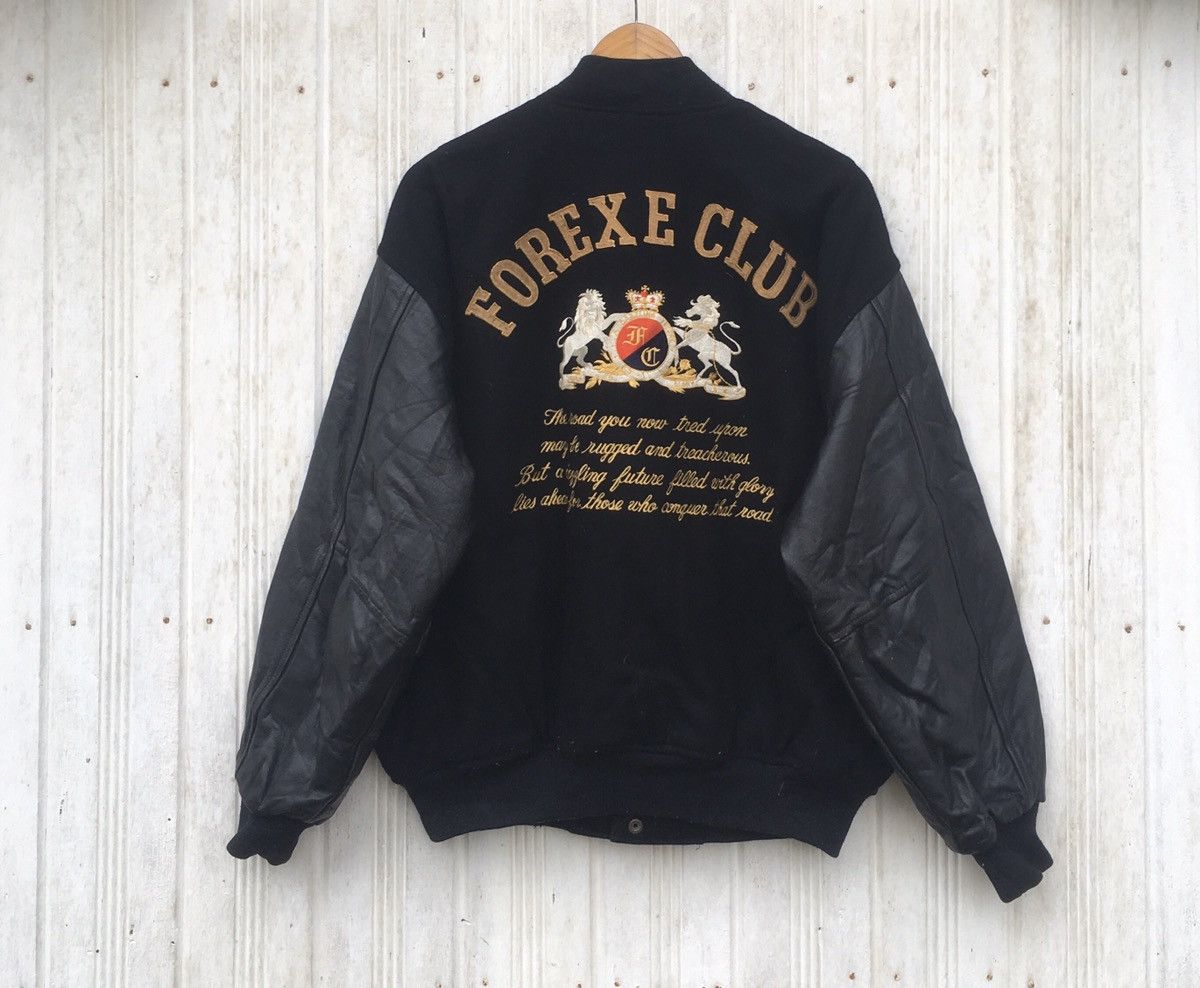 Vintage Vintage Forexe Club Leather Wool Varsity Bomber Jacket Size US L / EU 52-54 / 3 - 1 Thumbnail
