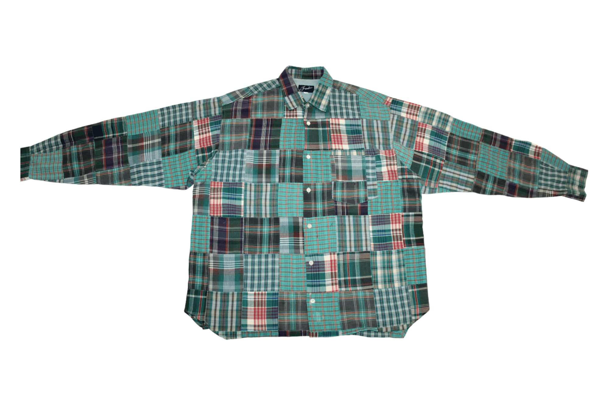 Japanese Brand VTG🔥Frantic Design Distressed Patchwork Flannel Shirt Size US L / EU 52-54 / 3 - 2 Thumbnail