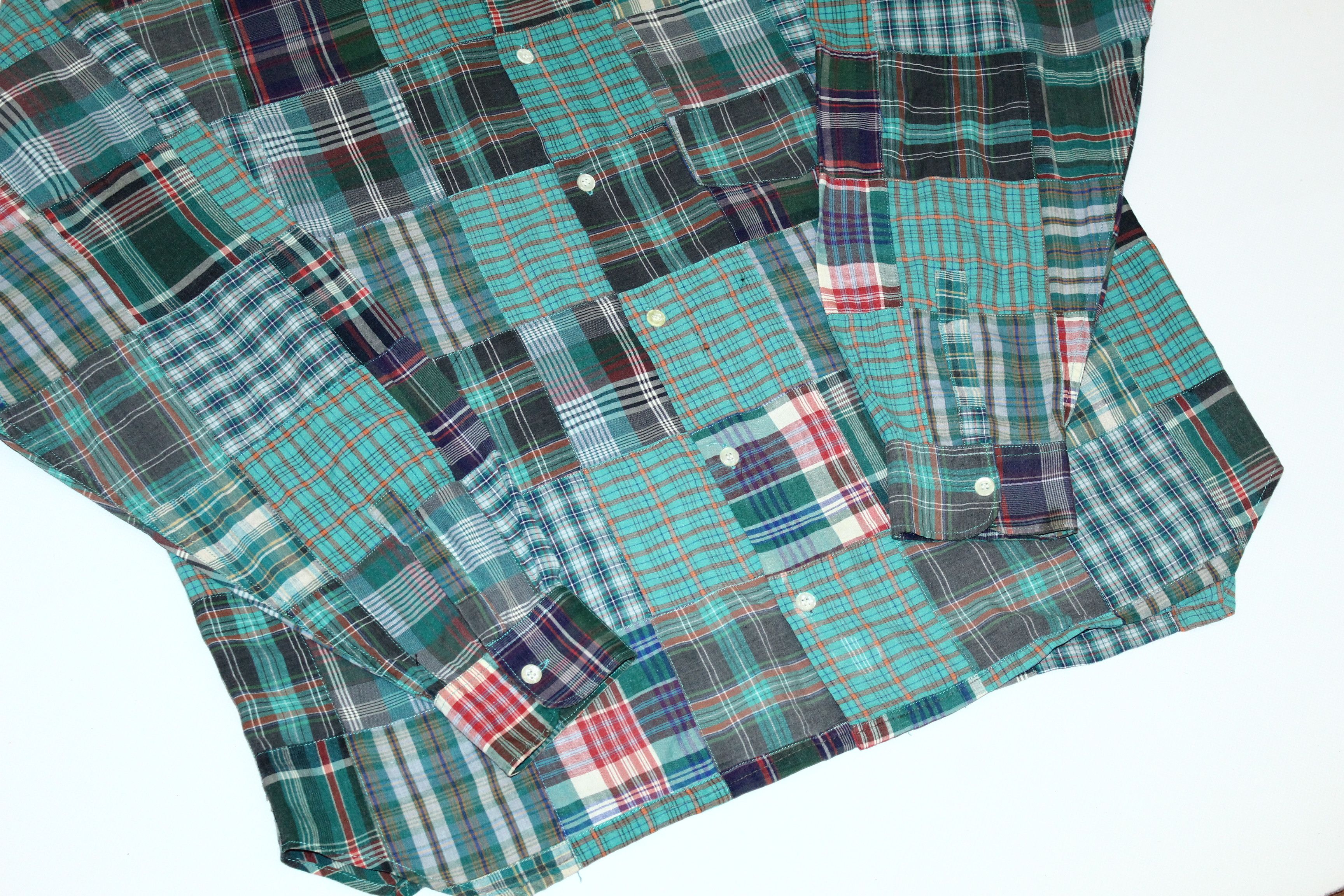 Japanese Brand VTG🔥Frantic Design Distressed Patchwork Flannel Shirt Size US L / EU 52-54 / 3 - 5 Thumbnail