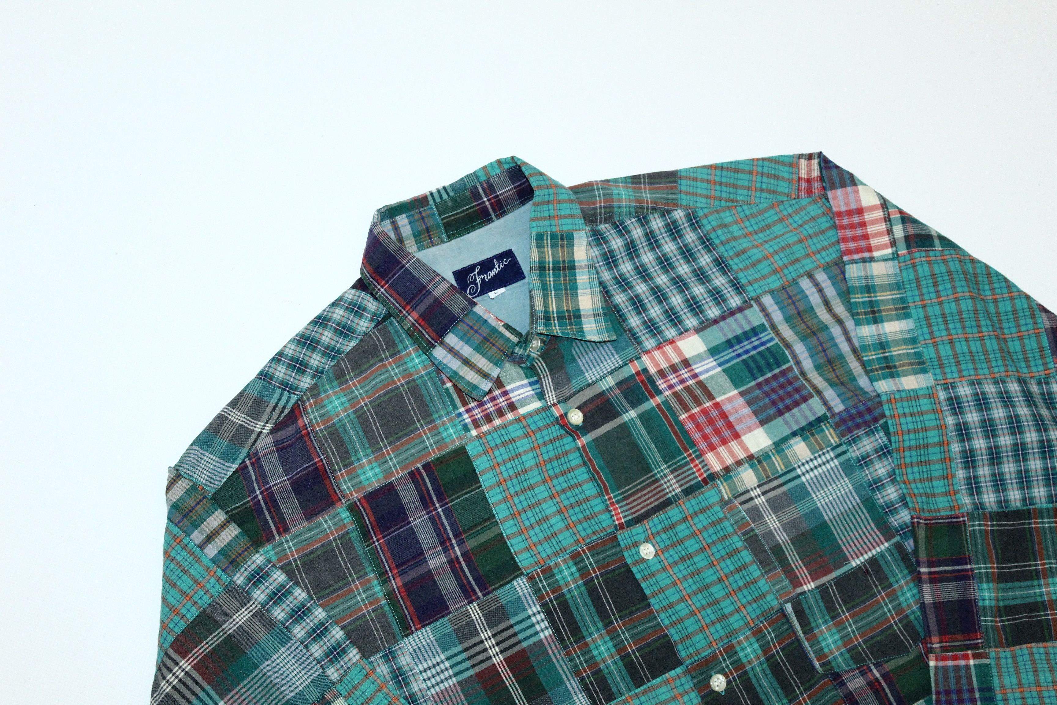 Japanese Brand VTG🔥Frantic Design Distressed Patchwork Flannel Shirt Size US L / EU 52-54 / 3 - 6 Thumbnail