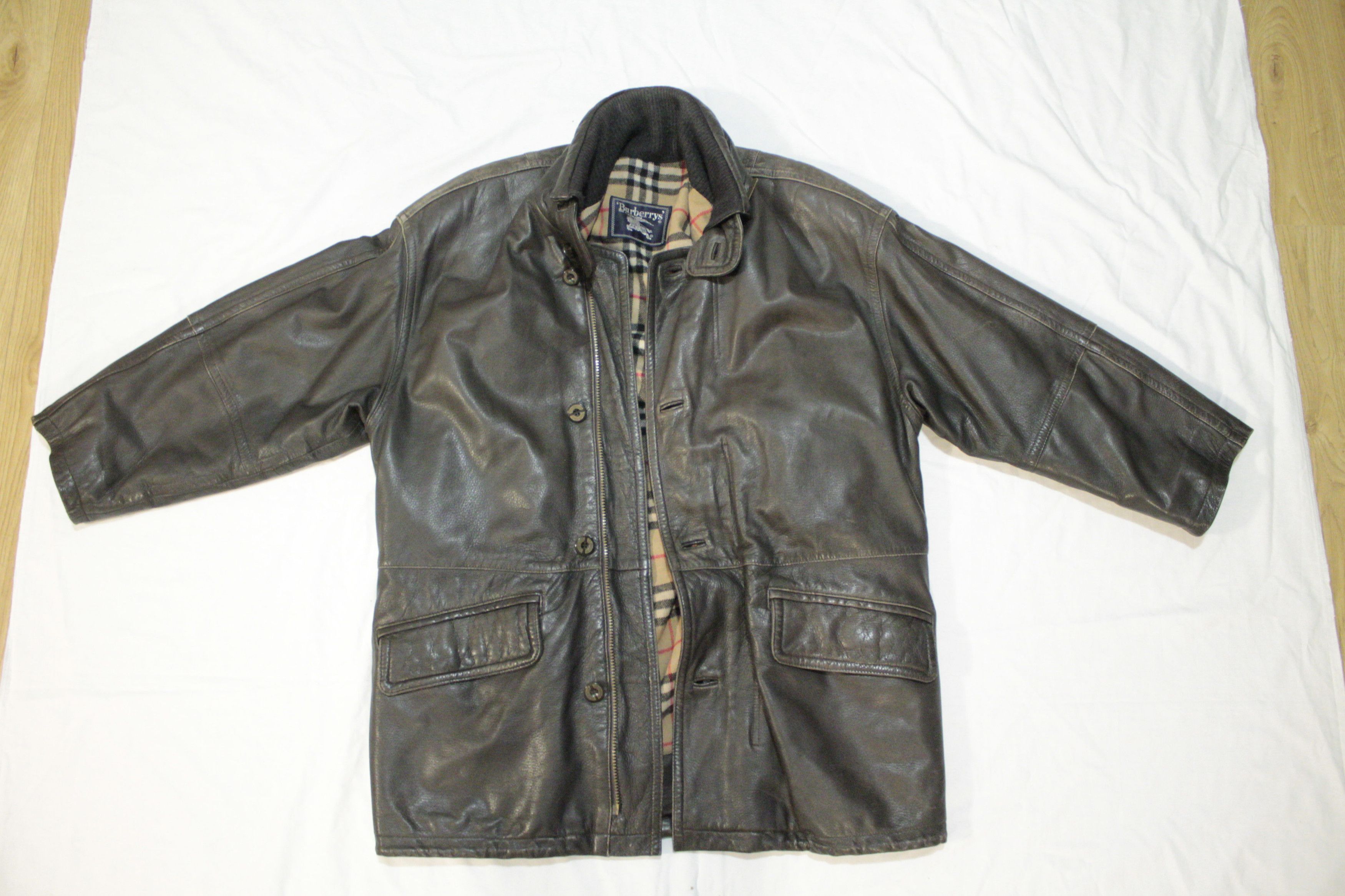 Burberry × Vintage Nova Check Lamb Nappa leather Jacket Burberrys 90s Size US L / EU 52-54 / 3 - 4 Thumbnail