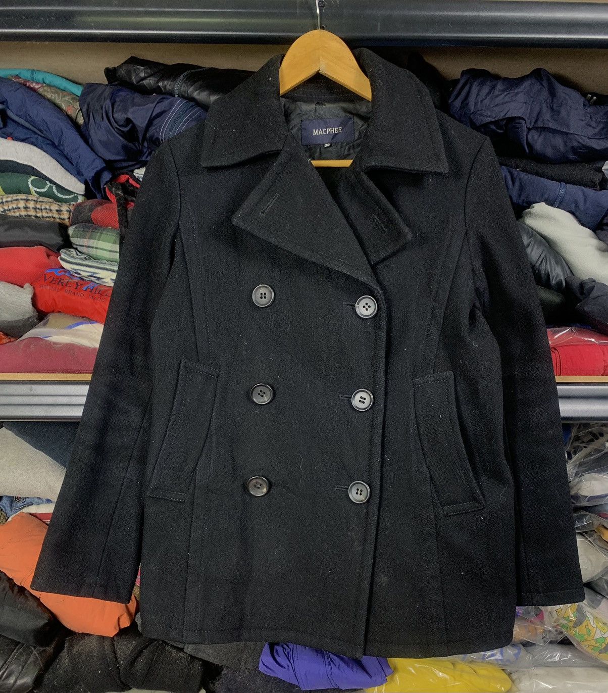 image of Archival Clothing x Tomorrowland Vintage Macphee Tommorowland Wool Peacoat in Black, Women's (Size 