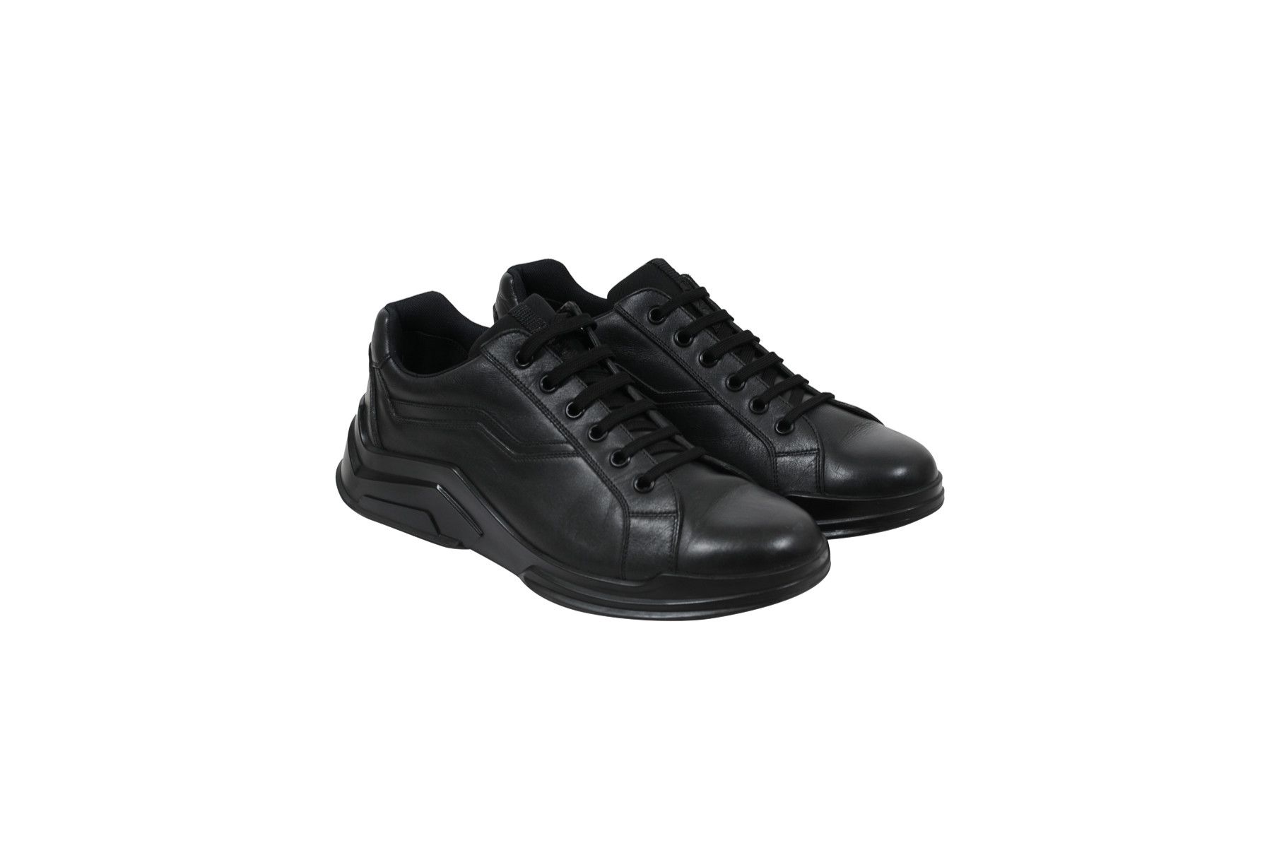 Black Leather Trainers Polarius Sneakers - 01616