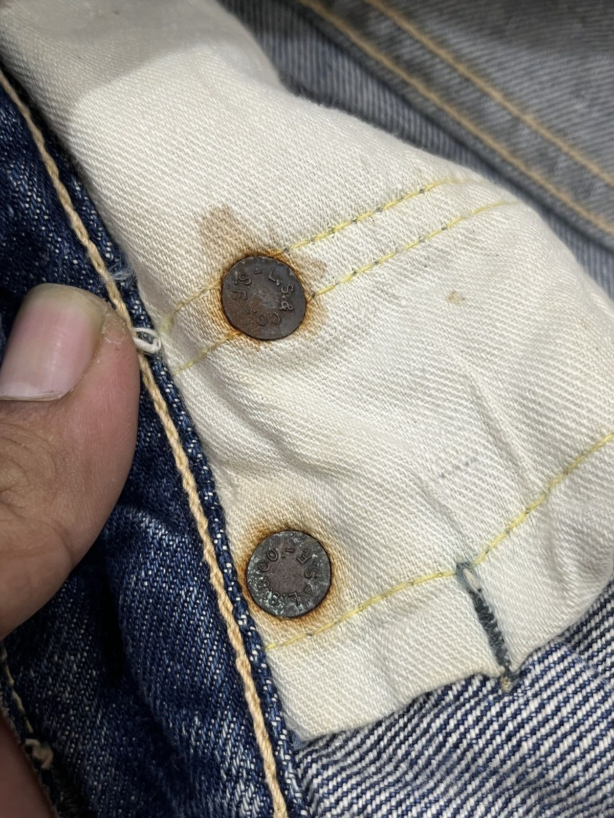 Levi's (Dddd)VINTAGE 1960's Levis Big E Hidden Rivet Selvedge DENIM Size US 29 - 12 Thumbnail