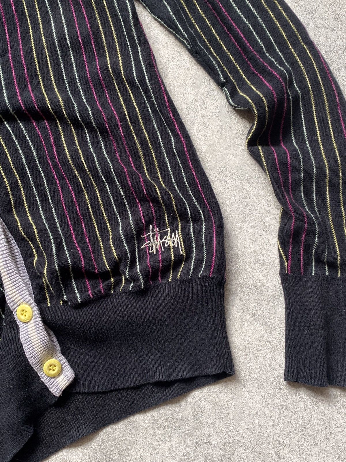Stussy Vintage Stussy Striped Cardigan V Neck Sweater Size S / US 4 / IT 40 - 2 Thumbnail