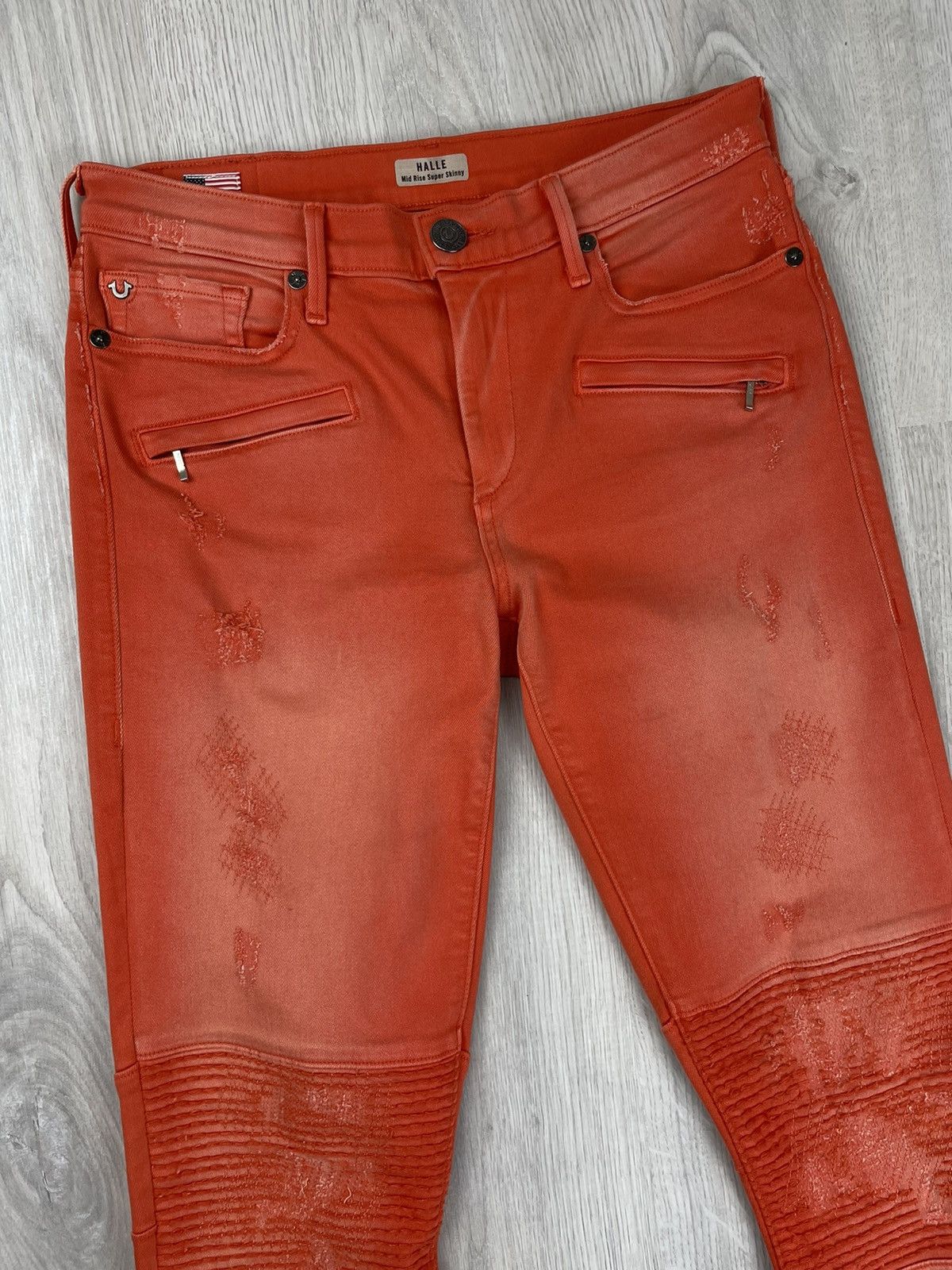 True Religion × Vintage Vintage Women’s True Religion Moto Biker Skinny Denim Jeans Size 28" / US 6 / IT 42 - 2 Thumbnail
