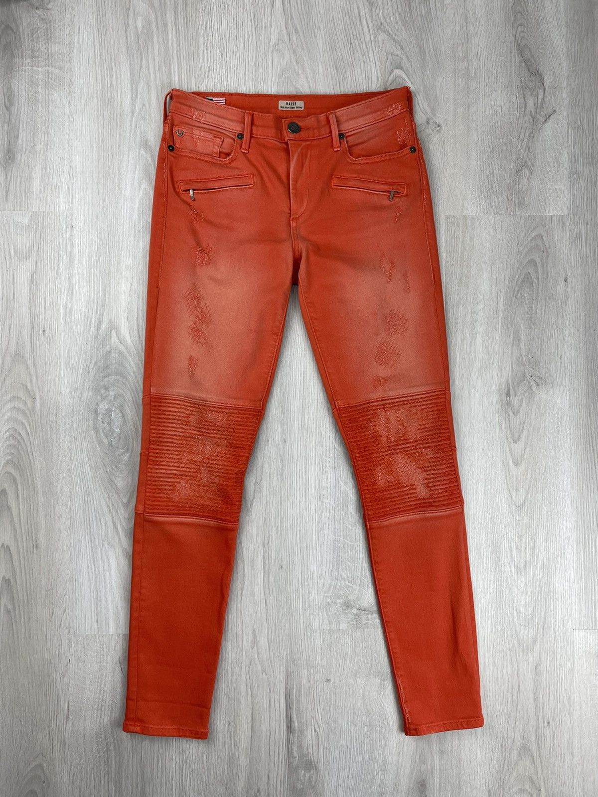 True Religion × Vintage Vintage Women’s True Religion Moto Biker Skinny Denim Jeans Size 28" / US 6 / IT 42 - 1 Thumbnail