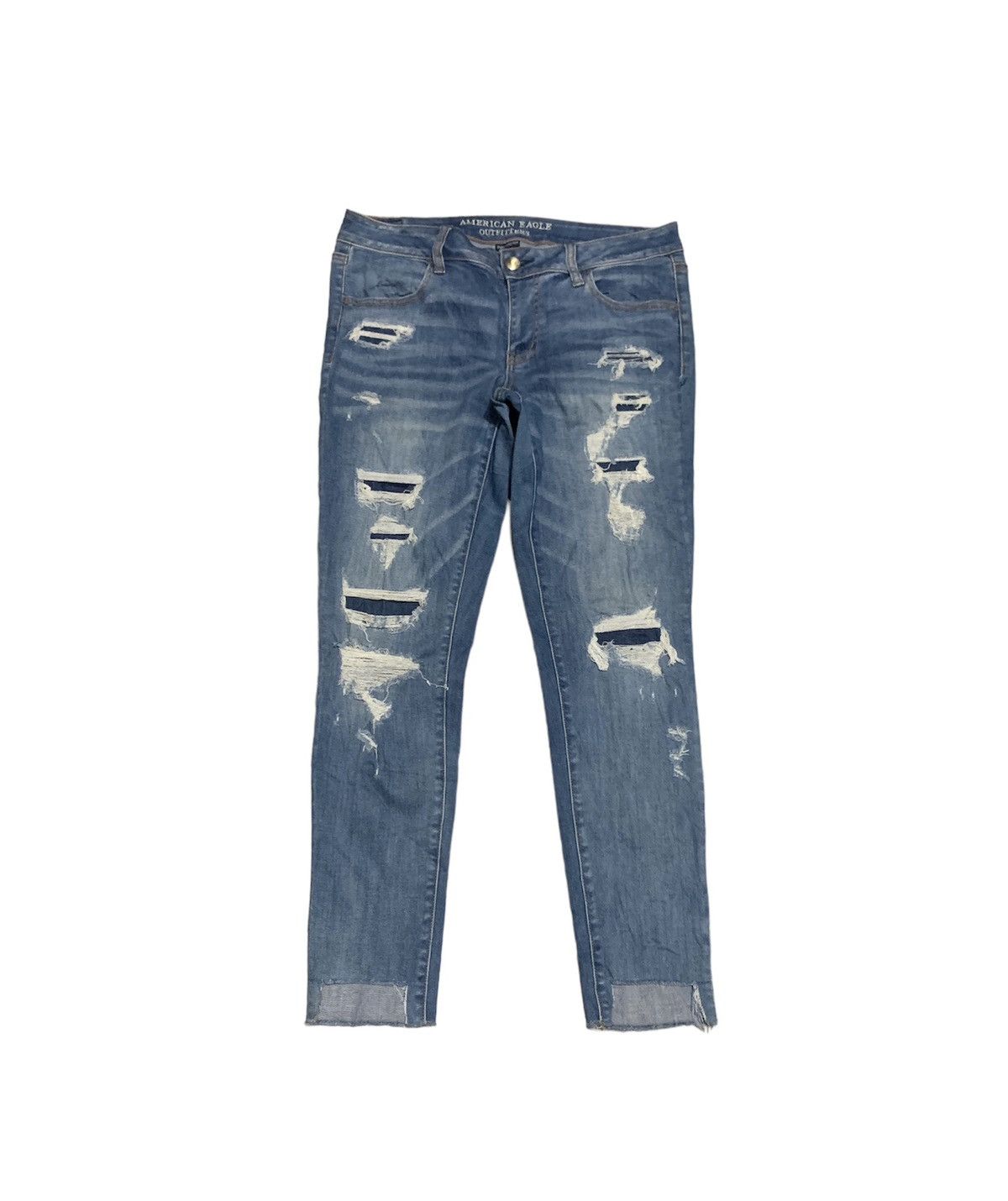 American Eagle Faded Blue Jeans Distressed Style