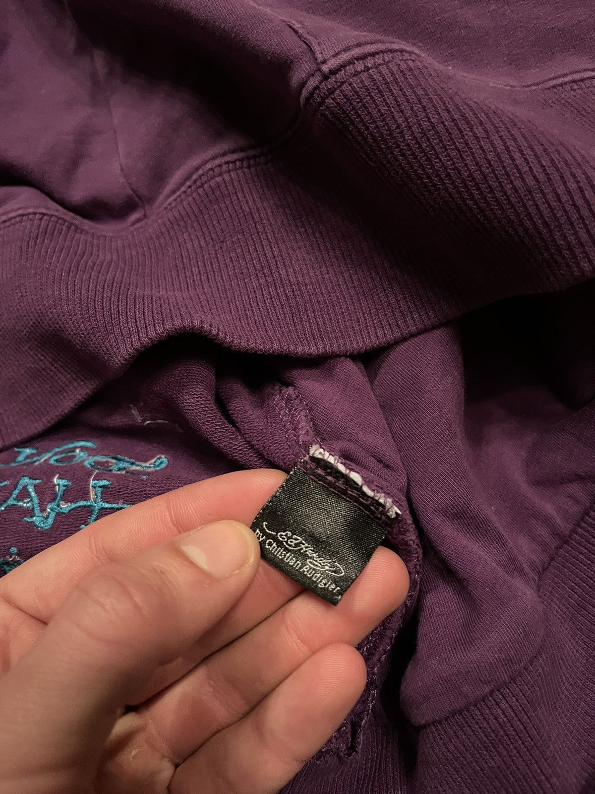Christian Audigier × Ed Hardy × Vintage Ed Hardy Christian Audigier Y2K Japanese style purple hoodie Size L / US 10 / IT 46 - 6 Thumbnail
