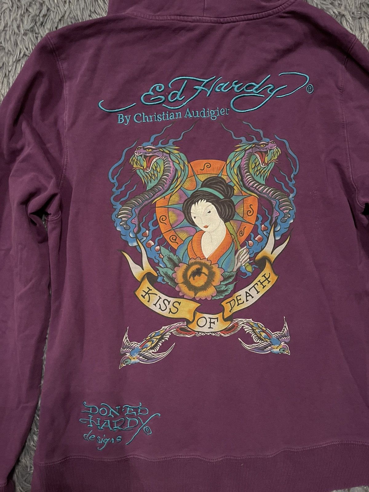 Christian Audigier × Ed Hardy × Vintage Ed Hardy Christian Audigier Y2K Japanese style purple hoodie Size L / US 10 / IT 46 - 8 Thumbnail