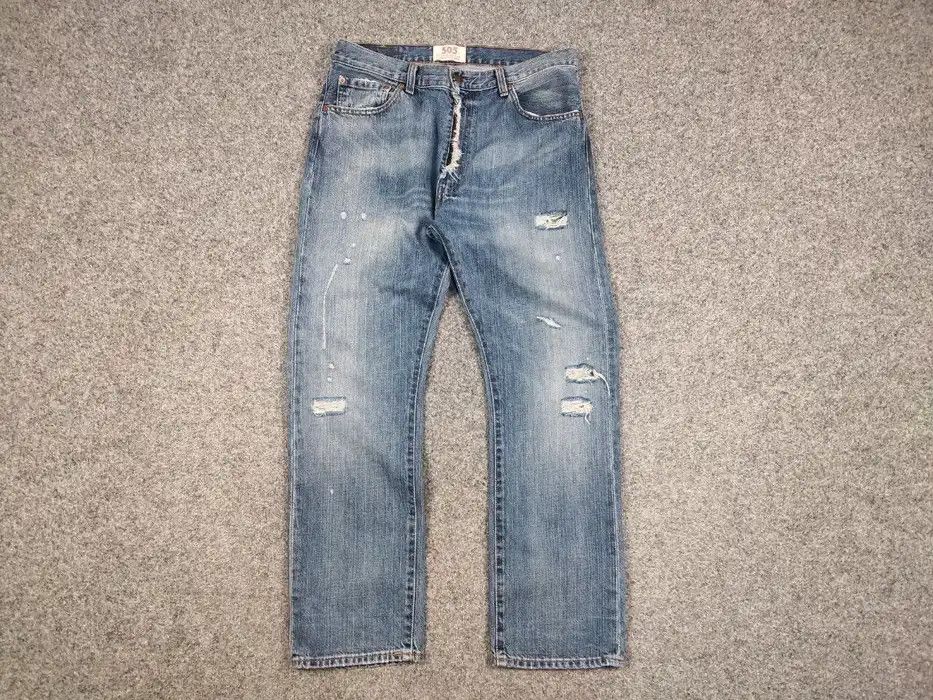 Levi's Vintage 90s Levis 505 Limited Edition Distressed Denim Jeans Size US 34 / EU 50 - 5 Thumbnail