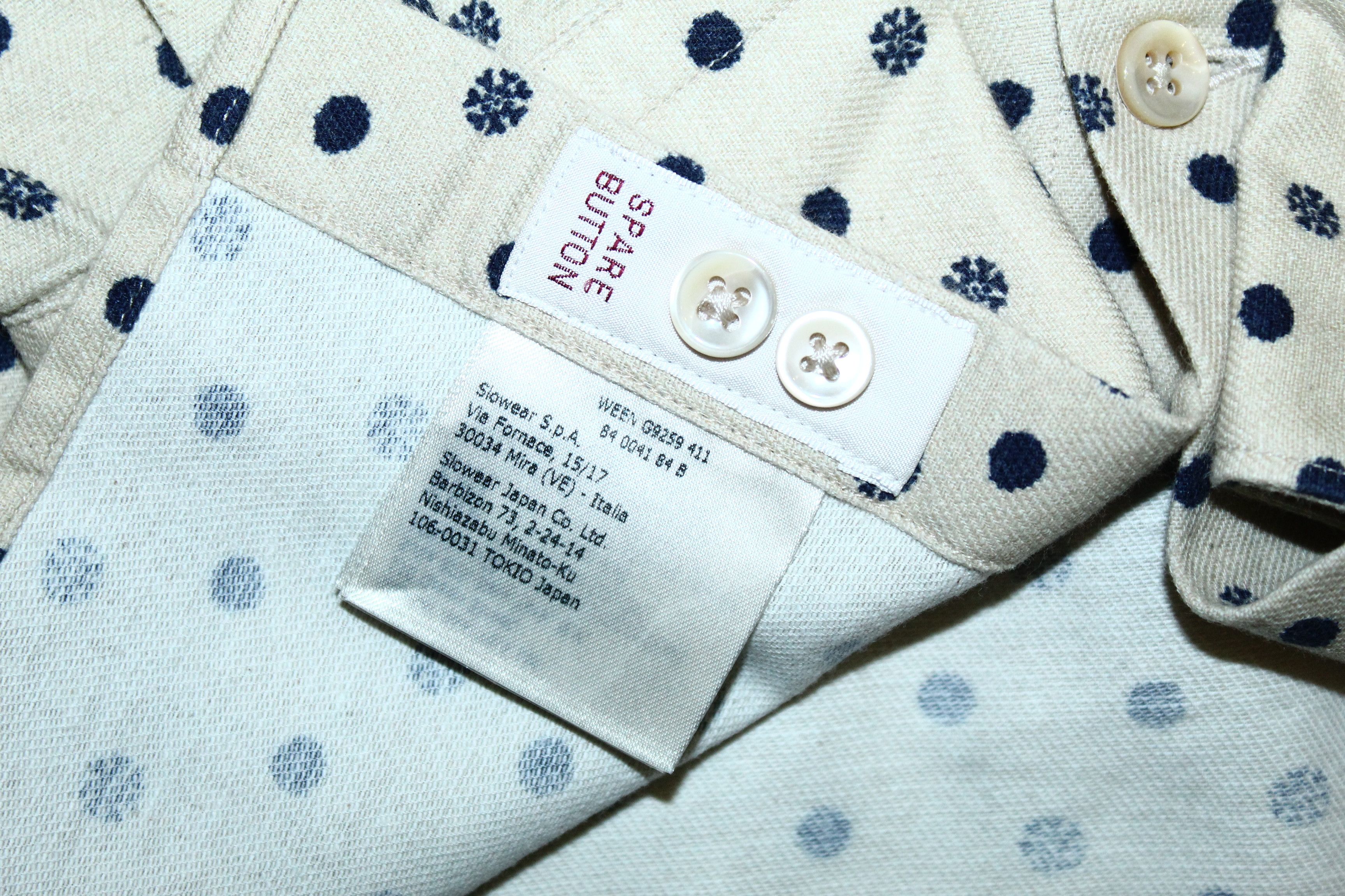 Glanshirt A Slowear Brand Glanshirt Dot Print Cotton Wool Shirt Size US M / EU 48-50 / 2 - 8 Thumbnail