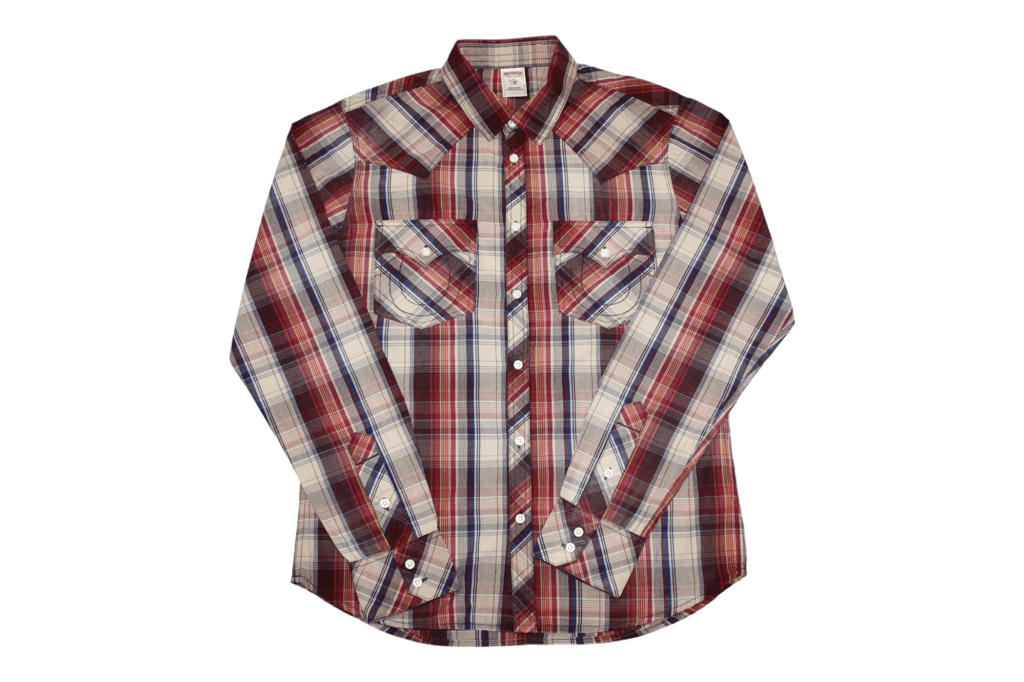 True Religion Madras Western Shirt Logo Pockets