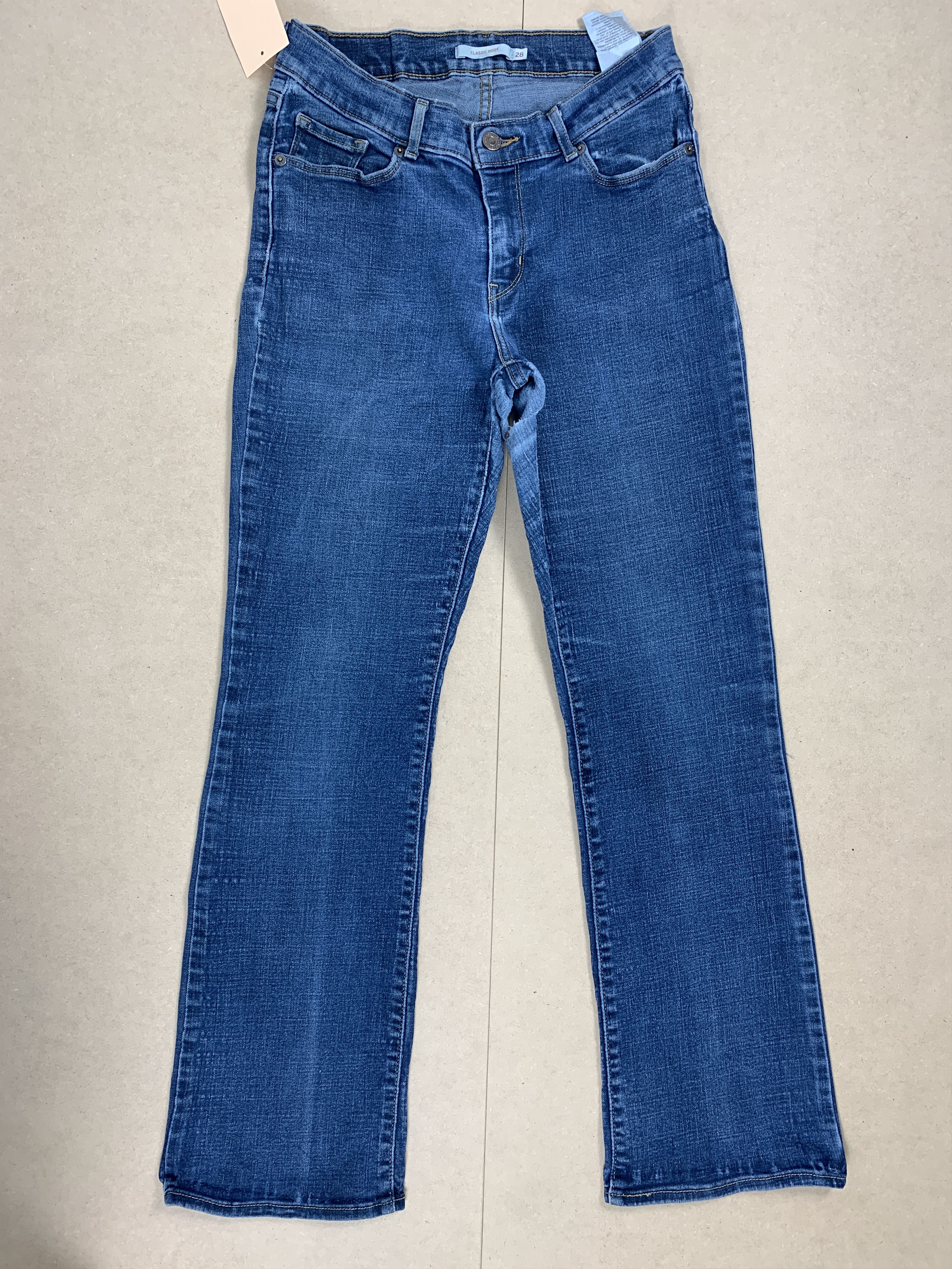 image of Levis Women Flared Distressed Boot Cut Blue Jeans in Blue Denim (Size 26)