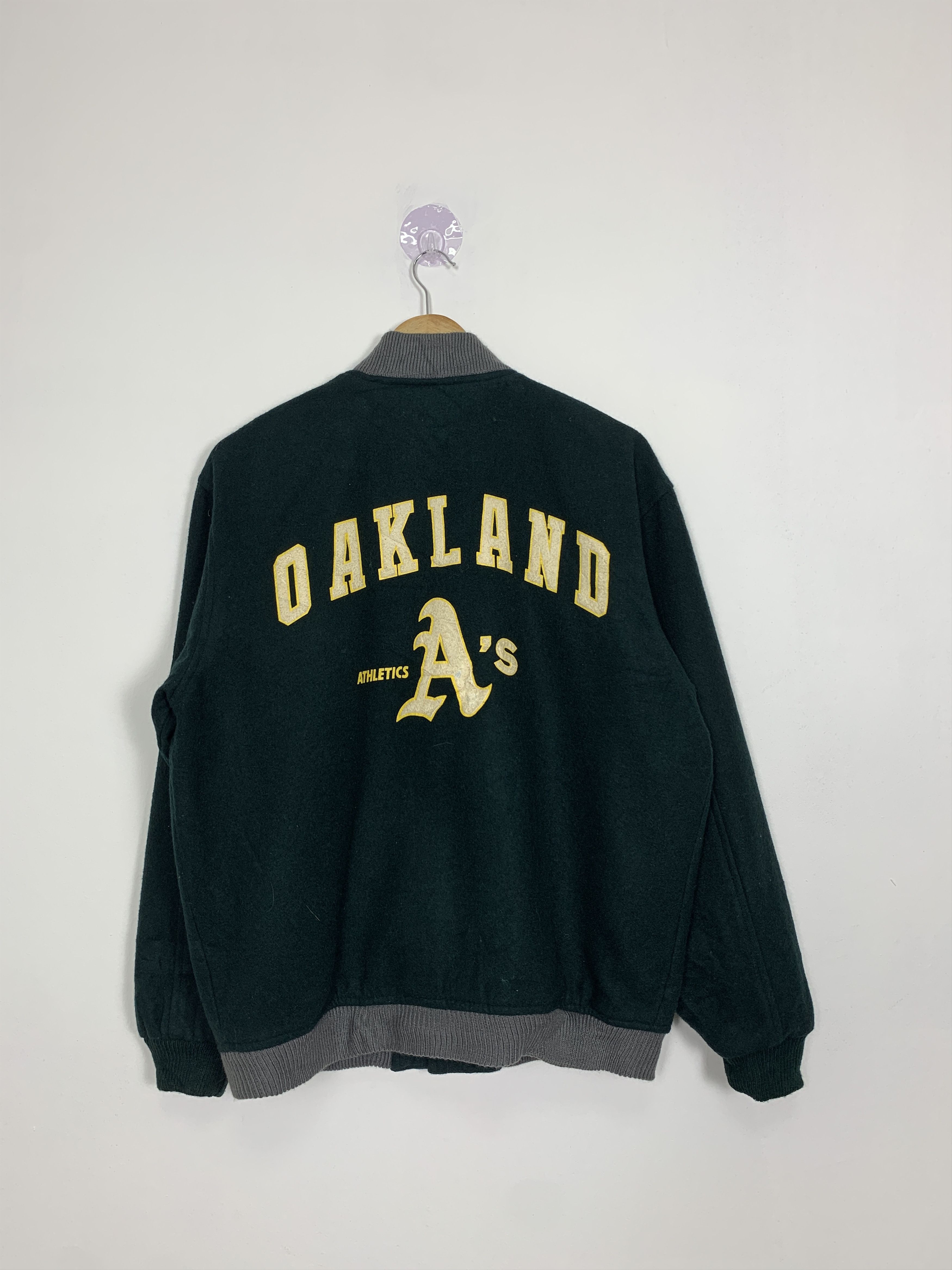 image of Made In USA x Mlb Vintage Mlb Oakland Varsity Jacket in Dark Green, Men's (Size Medium)