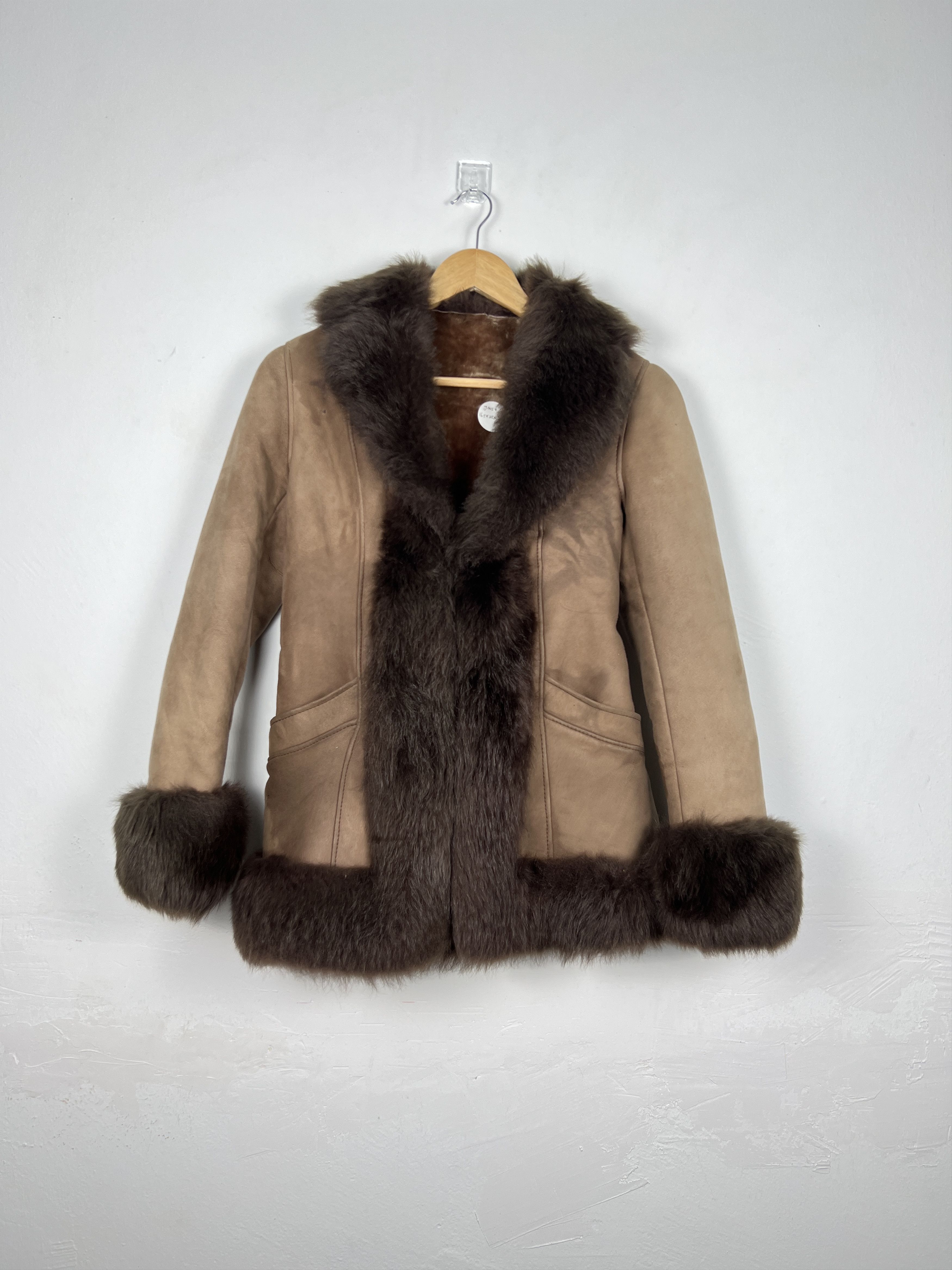 Genuine Leather New Old Stock Vintage Spain Leather Fur Coat J0054 Size ONE SIZE - 1 Thumbnail