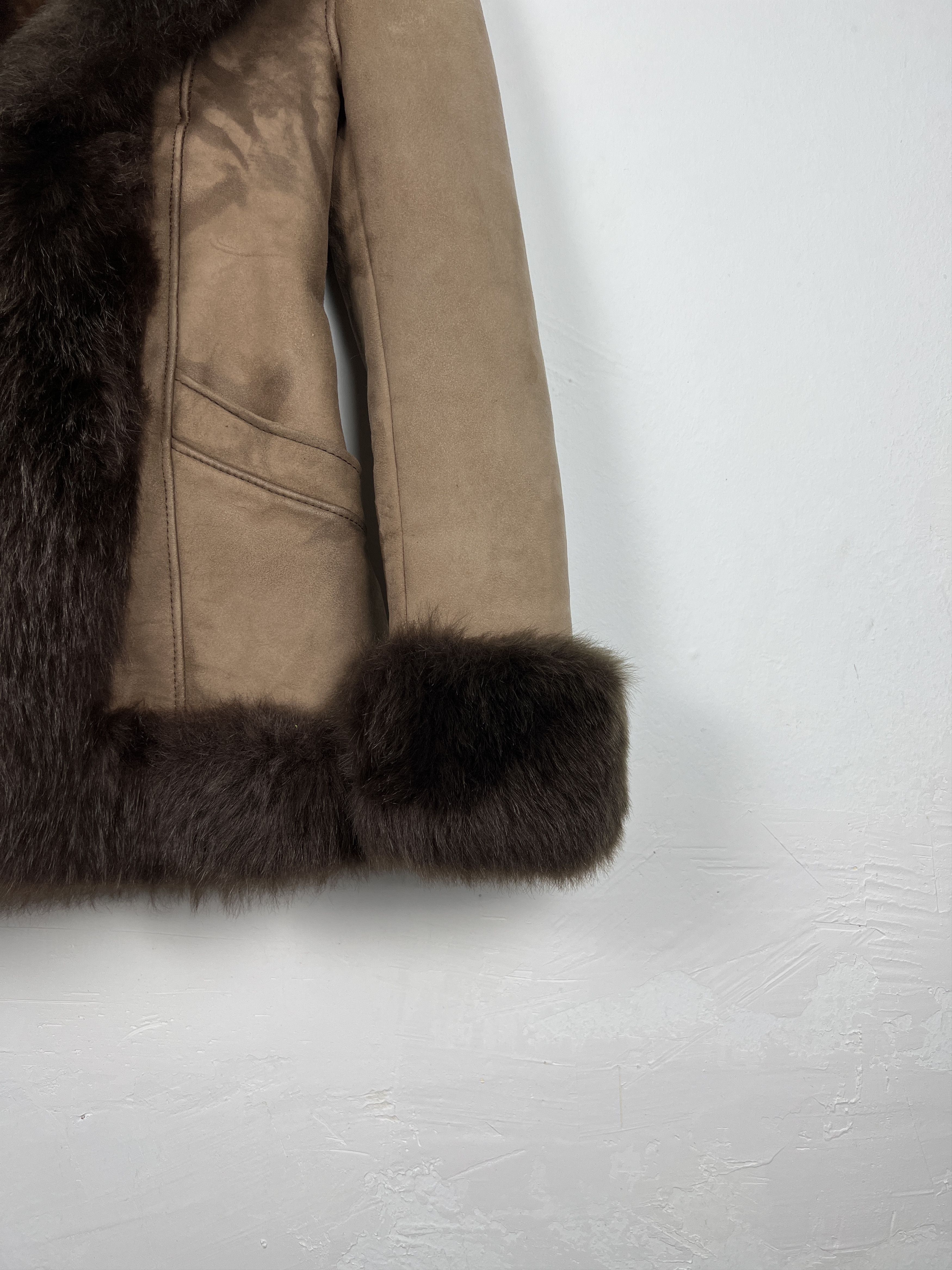 Genuine Leather New Old Stock Vintage Spain Leather Fur Coat J0054 Size ONE SIZE - 3 Thumbnail