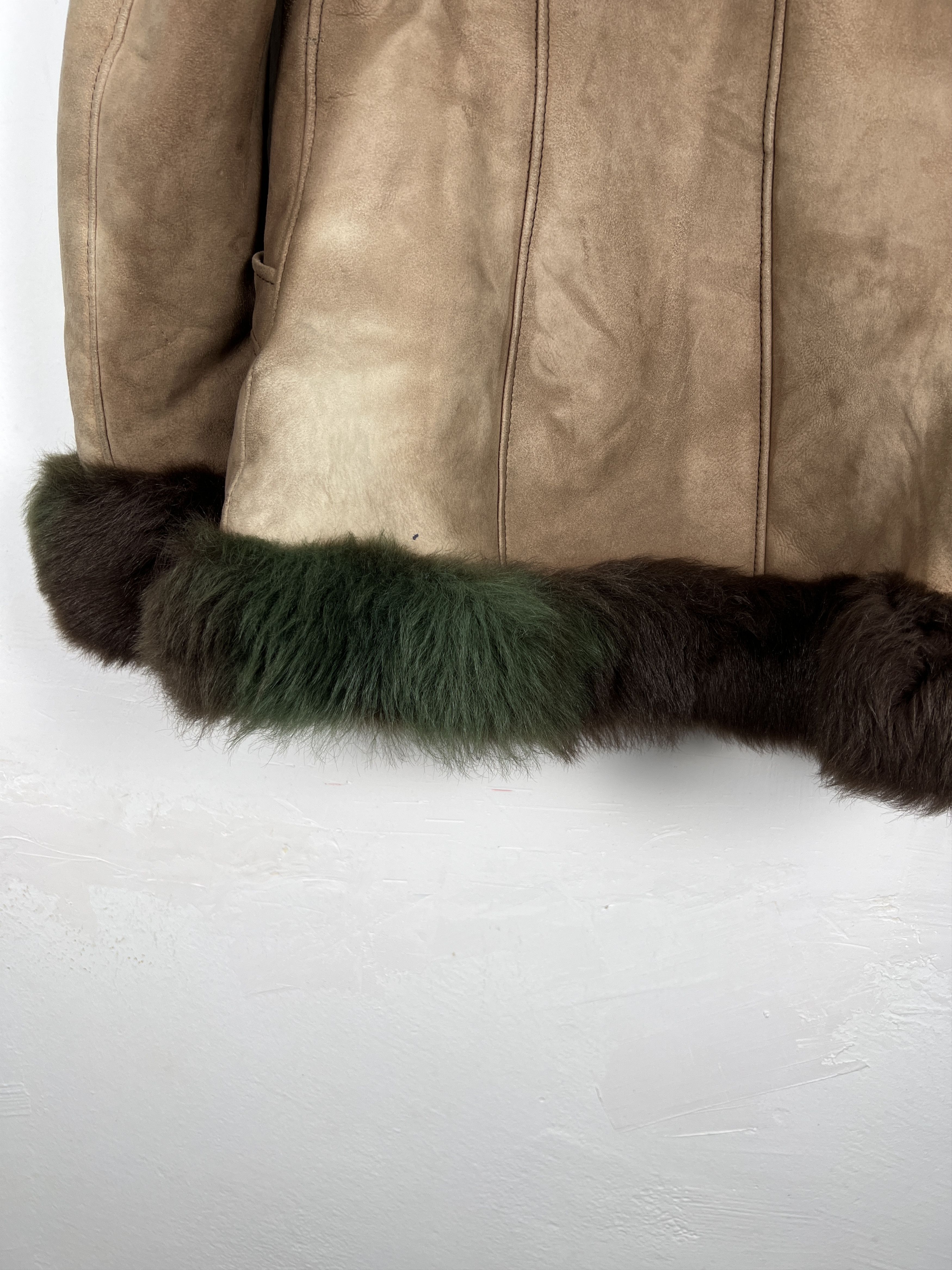 Genuine Leather New Old Stock Vintage Spain Leather Fur Coat J0054 Size ONE SIZE - 14 Thumbnail