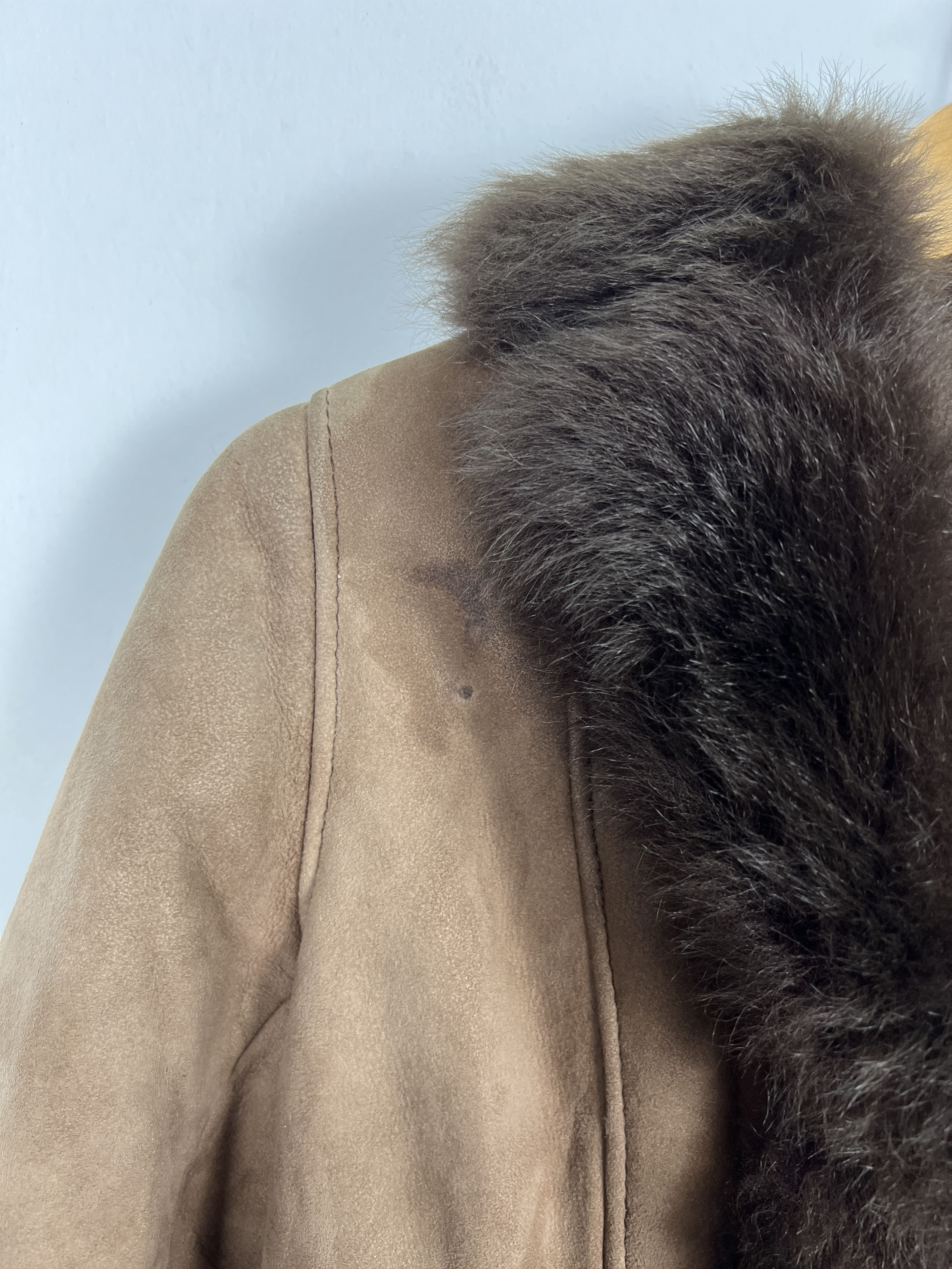 Genuine Leather New Old Stock Vintage Spain Leather Fur Coat J0054 Size ONE SIZE - 4 Thumbnail