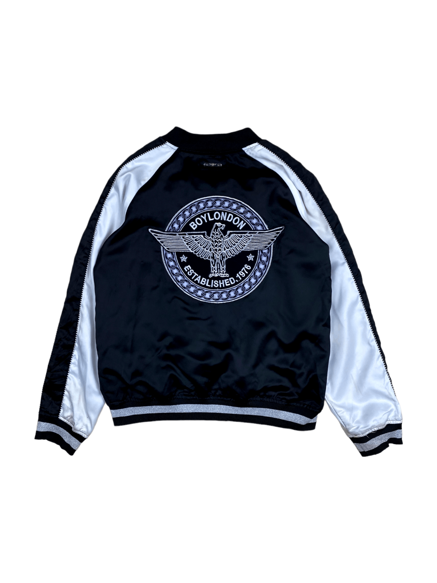 image of Bomber Jacket x Boy London Sukajan Boy London Big Logo in Black/White, Men's (Size Medium)