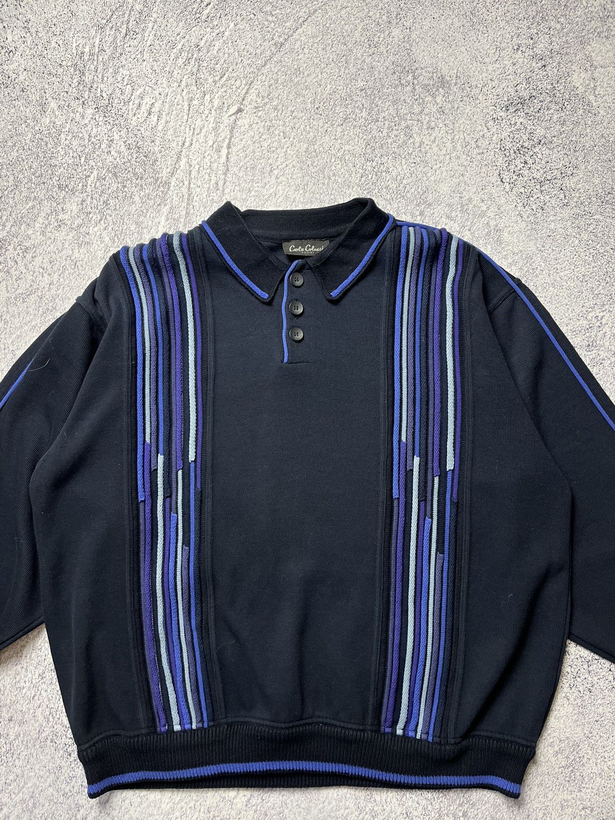 Carlo Colucci × Vintage Vintage 90s Carlo Colucci Sweater Coogi Style Streetwear Size US XL / EU 56 / 4 - 4 Thumbnail